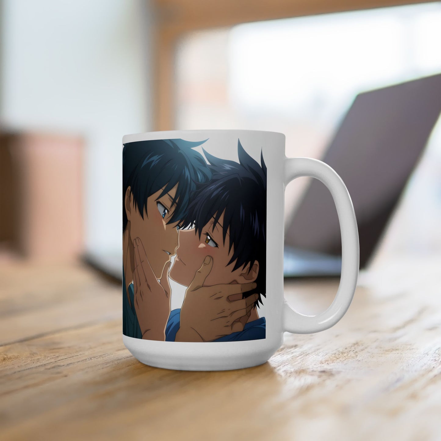 Anime Couple Mug – Soft Almost Kiss Scene, Romantic BL Anime Cup, Intimate Love Moment Coffee Mug, Slow Burn Romance Gift