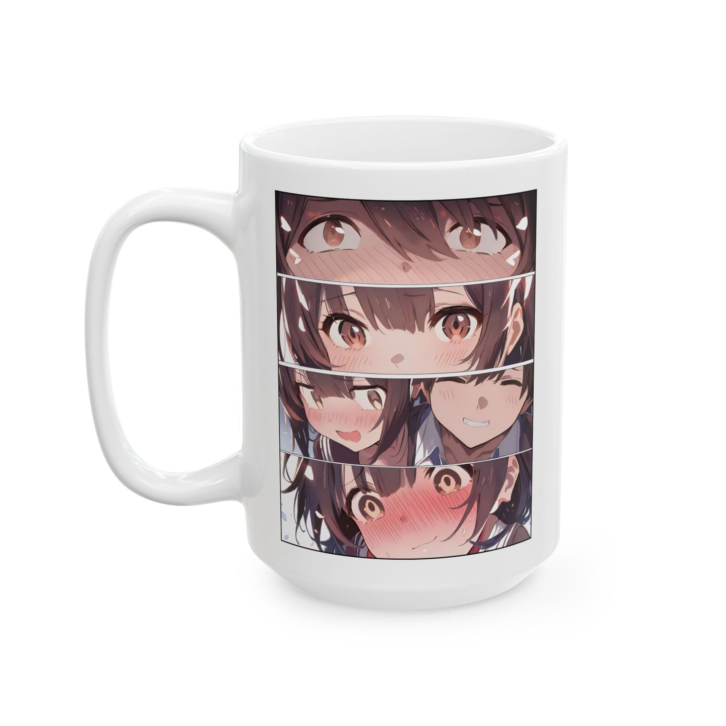 Manga Love Mug – Eye Contact Anime Panel, Blushing Romantic Moment, Cute Couple Gift for Otaku and Fans