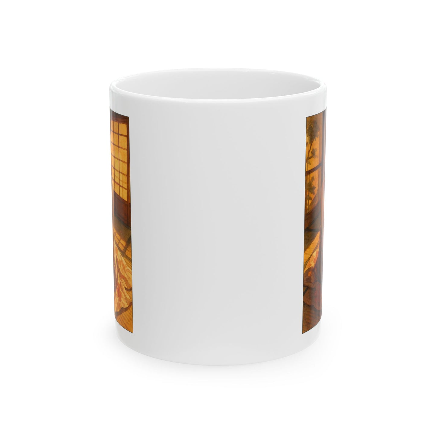 Dragon Tattoo Mug – Emotional Back View Anime Coffee Cup, Quiet Japanese Room Scene Gift for Writers, Artists, and Poetic Souls