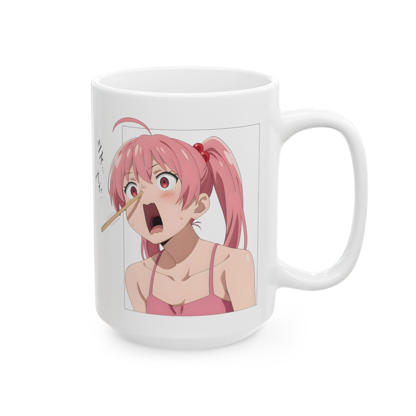 Funny Anime Mug – Chopstick Panic Meme Girl, Unhinged Otaku Coffee Cup, Hilarious Pink-Haired Scream Chaos Gift