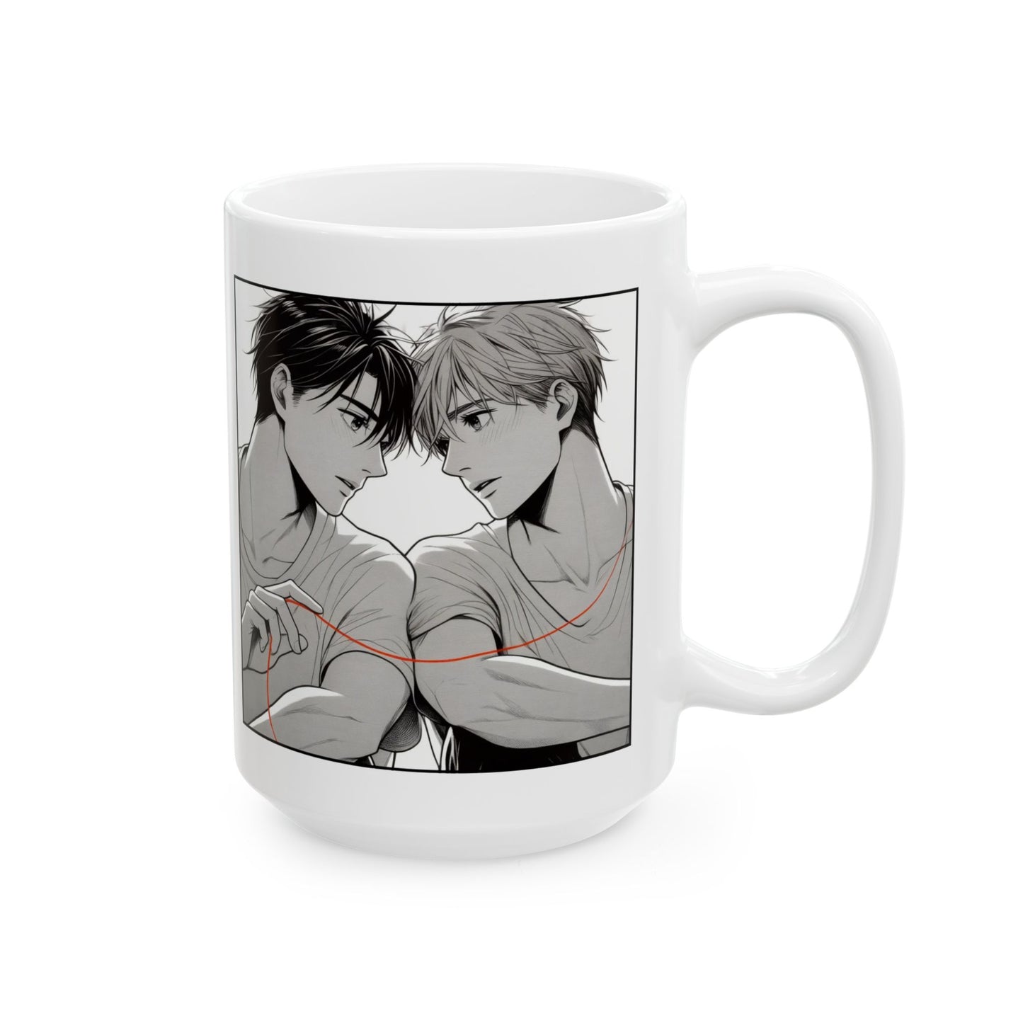 Soulmate BL Mug – Boys Love Red Thread Coffee Cup, Romantic Yaoi Gift for LGBTQ Couples, Him, Her, and Manga Fans