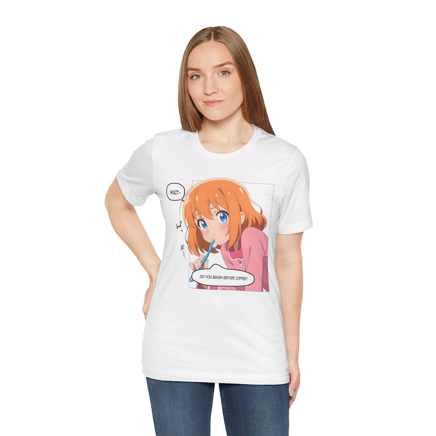 Anime Morning T-Shirt – Did You Brush Before Coffee Meme Tee, Funny Kawaii Girl Shirt for Otaku Gremlins and Unhinged Wake-Up Moments