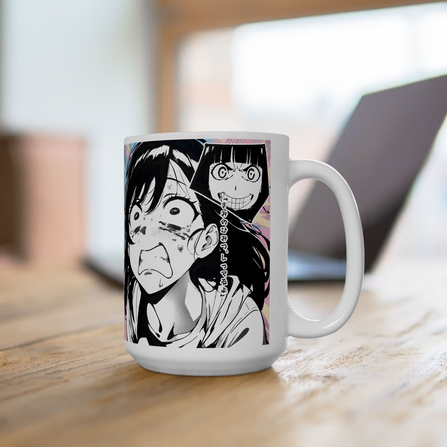 Anime Meme Mug – Why Me Manga Panic Face, Funny Reaction Coffee Mug, Chaotic Anime Humor Cup for Unhinged Mornings