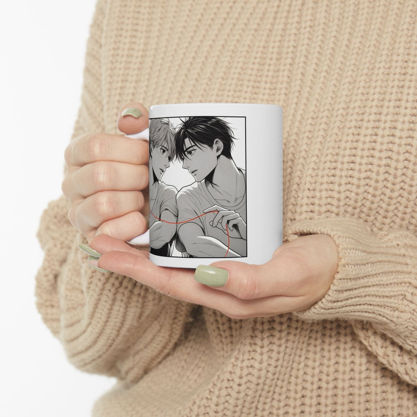 Soulmate BL Mug – Boys Love Red Thread Coffee Cup, Romantic Yaoi Gift for LGBTQ Couples, Him, Her, and Manga Fans
