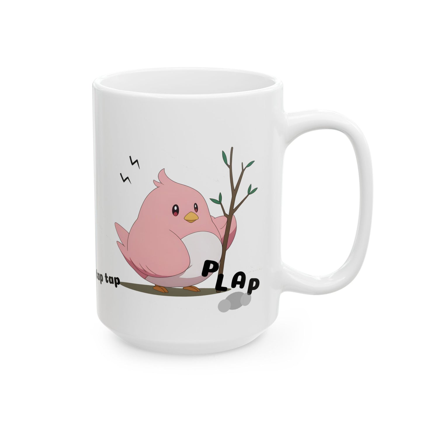 Cute Bird Meme Mug – Tap Tap PLAP Sound Cup, Kawaii Pink Birb Chaos, Funny Emotional Support Mug for Relatable Unhinged Mornings