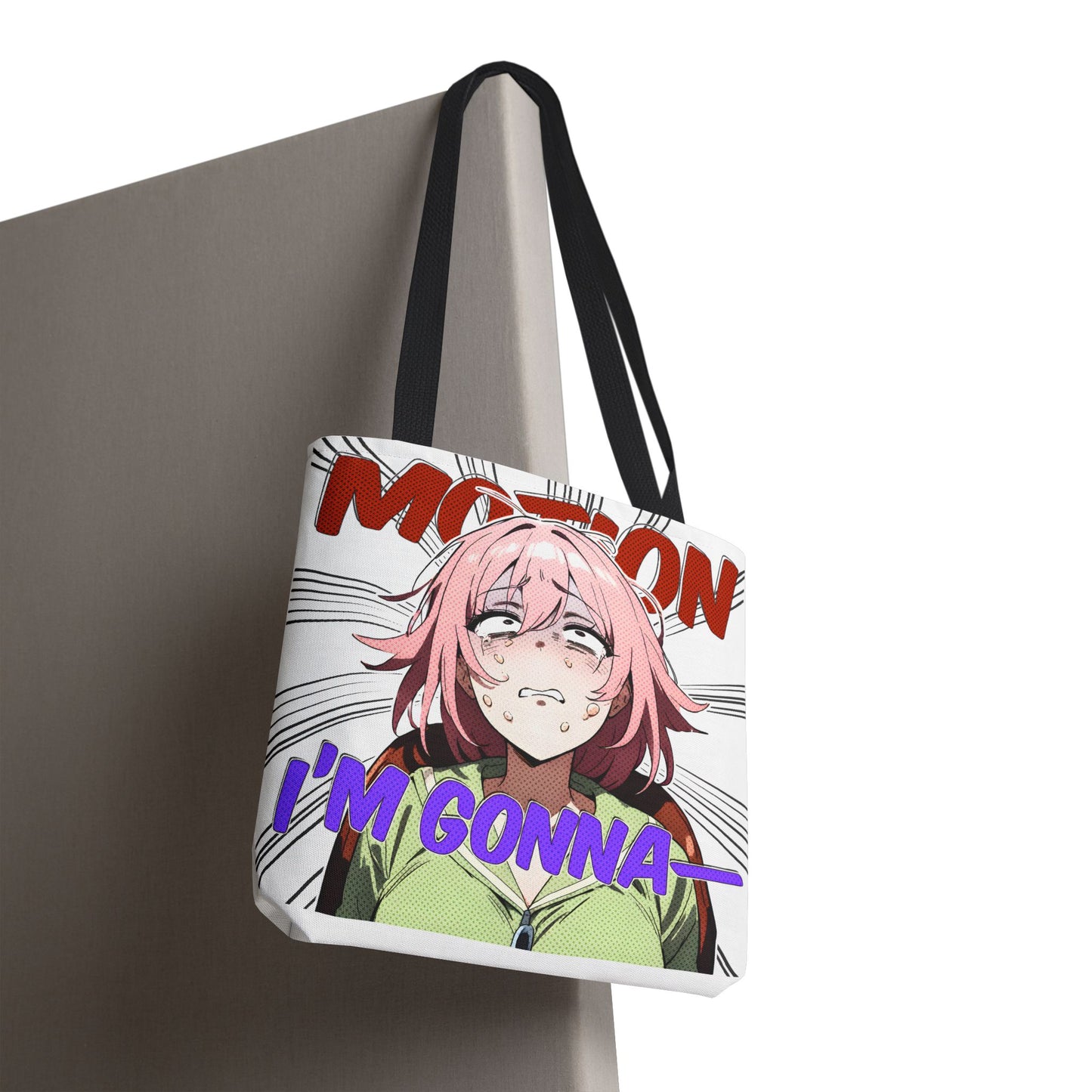 Anime Meme Tote Bag – Motion-Sick Reaction Face, Hilarious Panic Scene, Funny Otaku Humor Bag