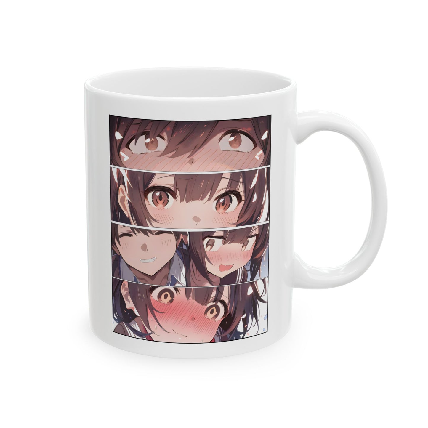 Manga Love Mug – Eye Contact Anime Panel, Blushing Romantic Moment, Cute Couple Gift for Otaku and Fans