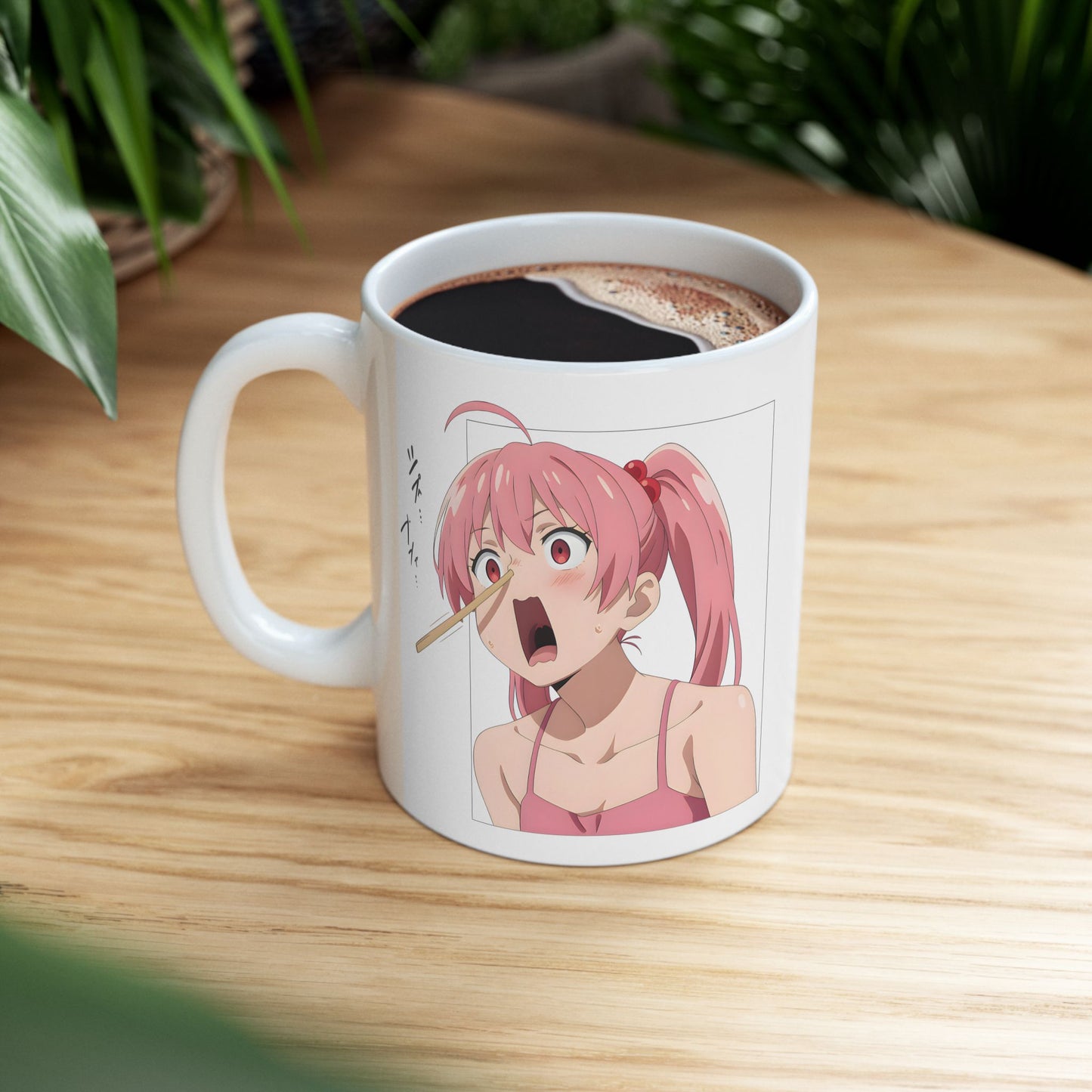 Funny Anime Mug – Chopstick Panic Meme Girl, Unhinged Otaku Coffee Cup, Hilarious Pink-Haired Scream Chaos Gift