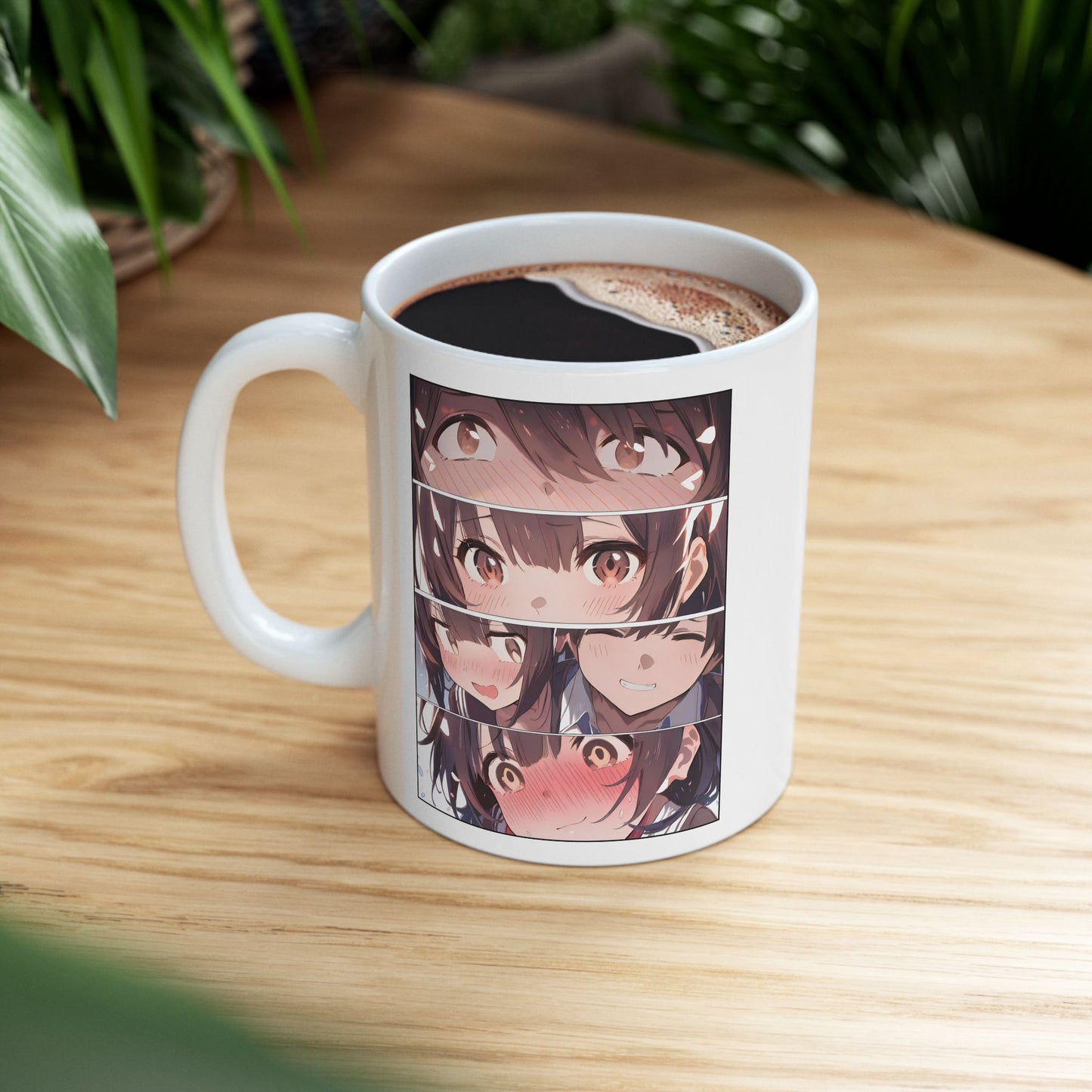 Manga Love Mug – Eye Contact Anime Panel, Blushing Romantic Moment, Cute Couple Gift for Otaku and Fans