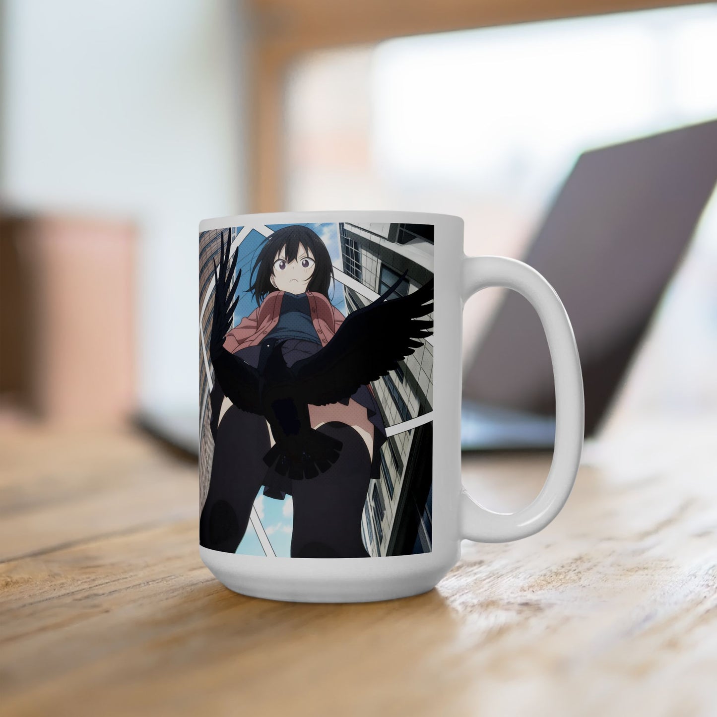 Anime Funny Mug – Crow Block Parody Scene, Hilarious Low-Angle Comedy Moment, Meme-Style Anime Cup