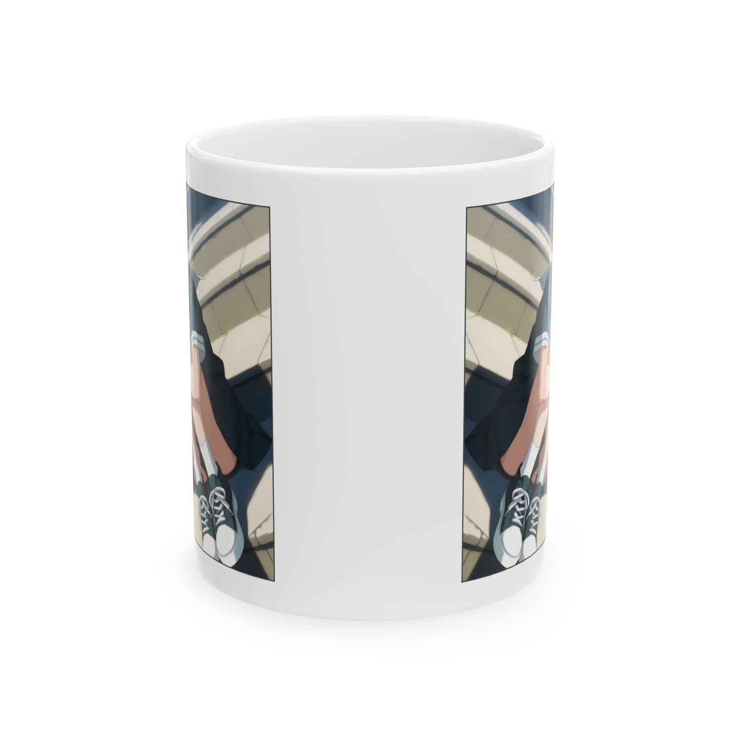 Sad Anime Girl Mug – Emotional Scene on School Steps, Quiet Gift for Soft Souls and Slice-of-Life Fans