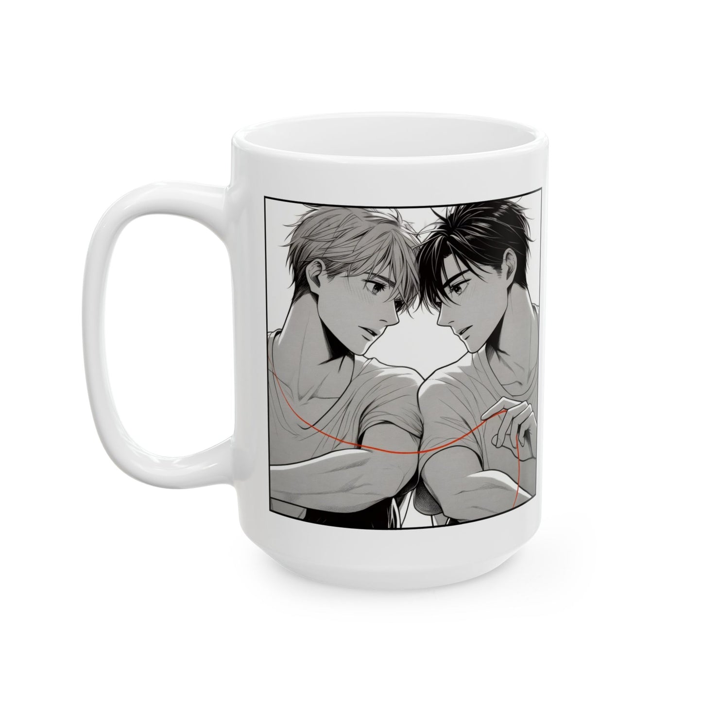 Soulmate BL Mug – Boys Love Red Thread Coffee Cup, Romantic Yaoi Gift for LGBTQ Couples, Him, Her, and Manga Fans