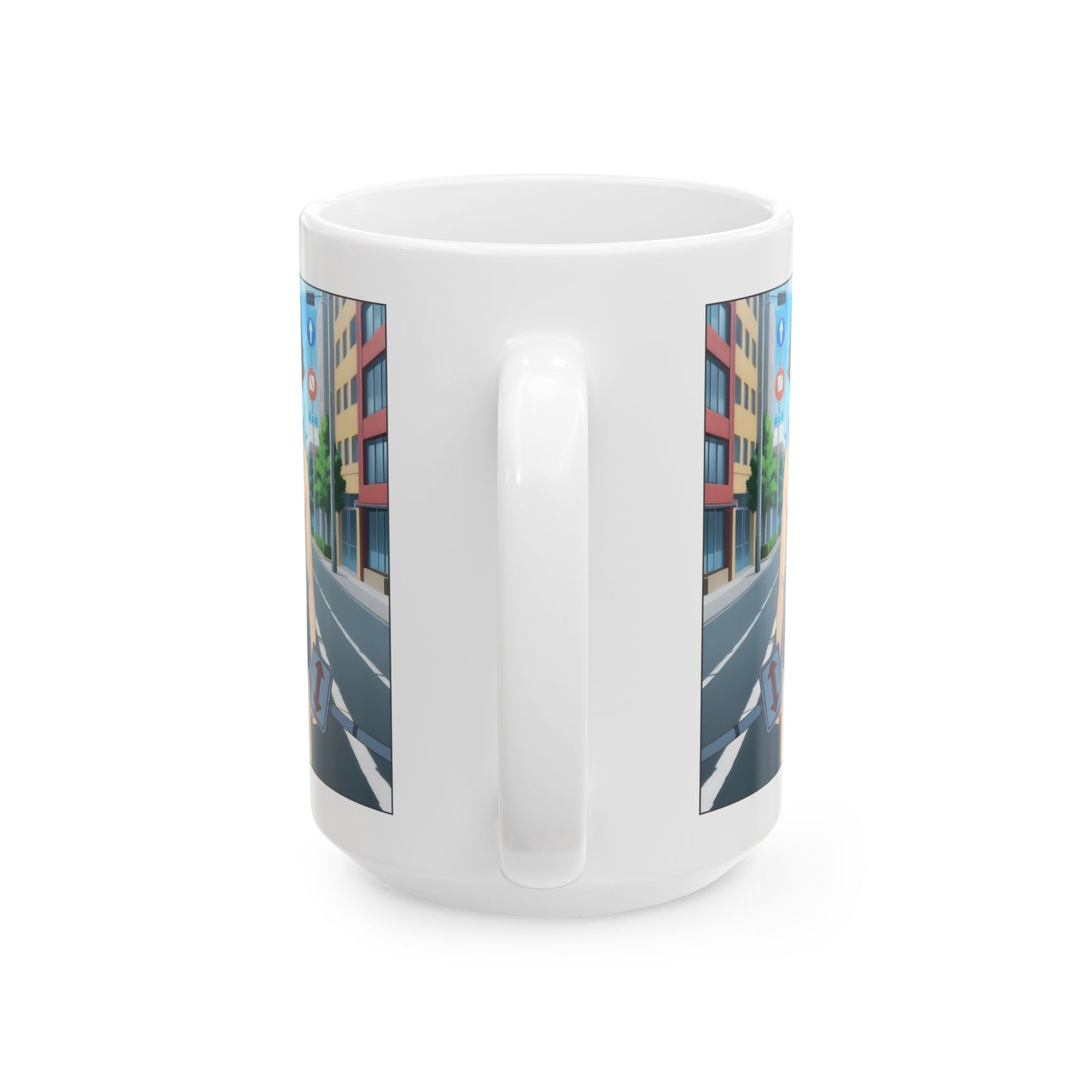 Isekai Meme Mug – Naked Summon Gone Wrong, Funny Anime Coffee Mug, Hilarious Traffic Sign Censorship Gag, Gift for Otaku and Chaos Lovers