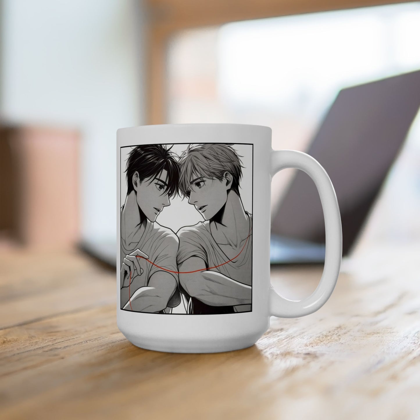 Soulmate BL Mug – Boys Love Red Thread Coffee Cup, Romantic Yaoi Gift for LGBTQ Couples, Him, Her, and Manga Fans