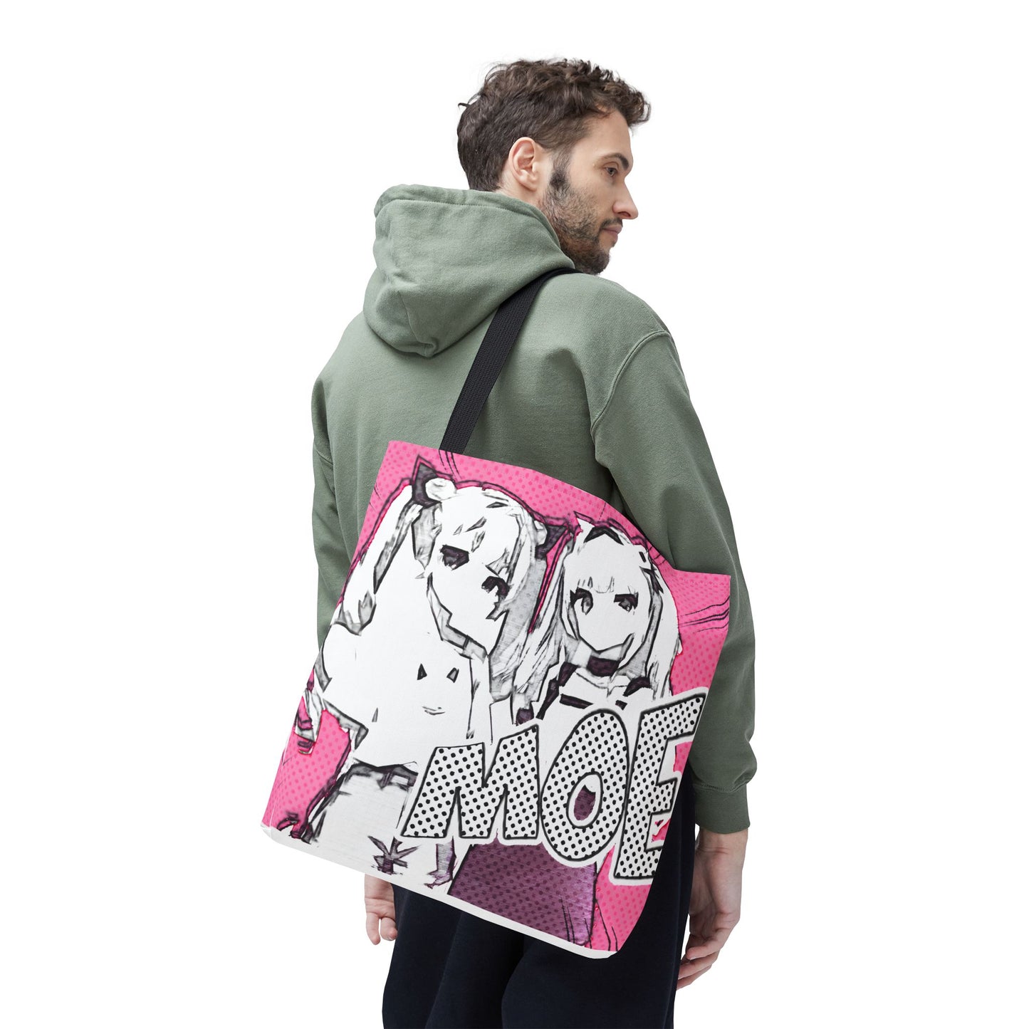 Anime Tote Bag – Pink Pop-Manga MOE Girls, Cute Manga Art Aesthetic Bag