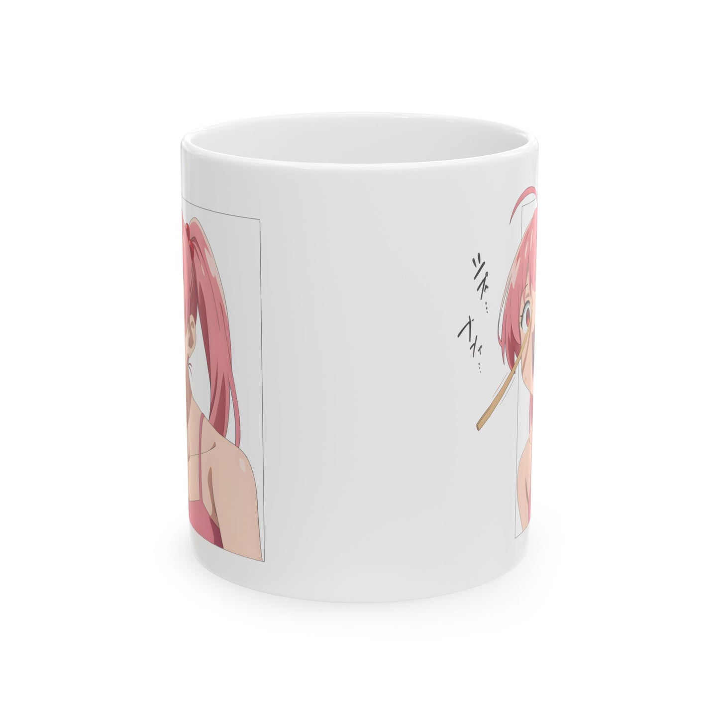 Funny Anime Mug – Chopstick Panic Meme Girl, Unhinged Otaku Coffee Cup, Hilarious Pink-Haired Scream Chaos Gift