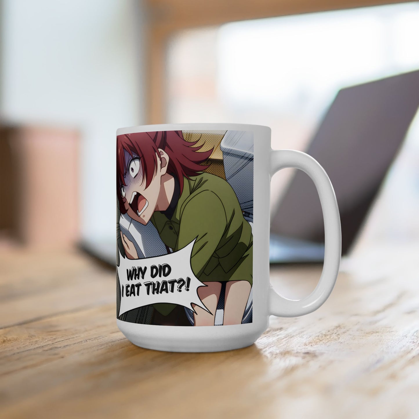 Anime Funny Mug – Hilarious Food Regret Scene, Meme-Style Panic Reaction, Chaotic Anime Girl Coffee Cup