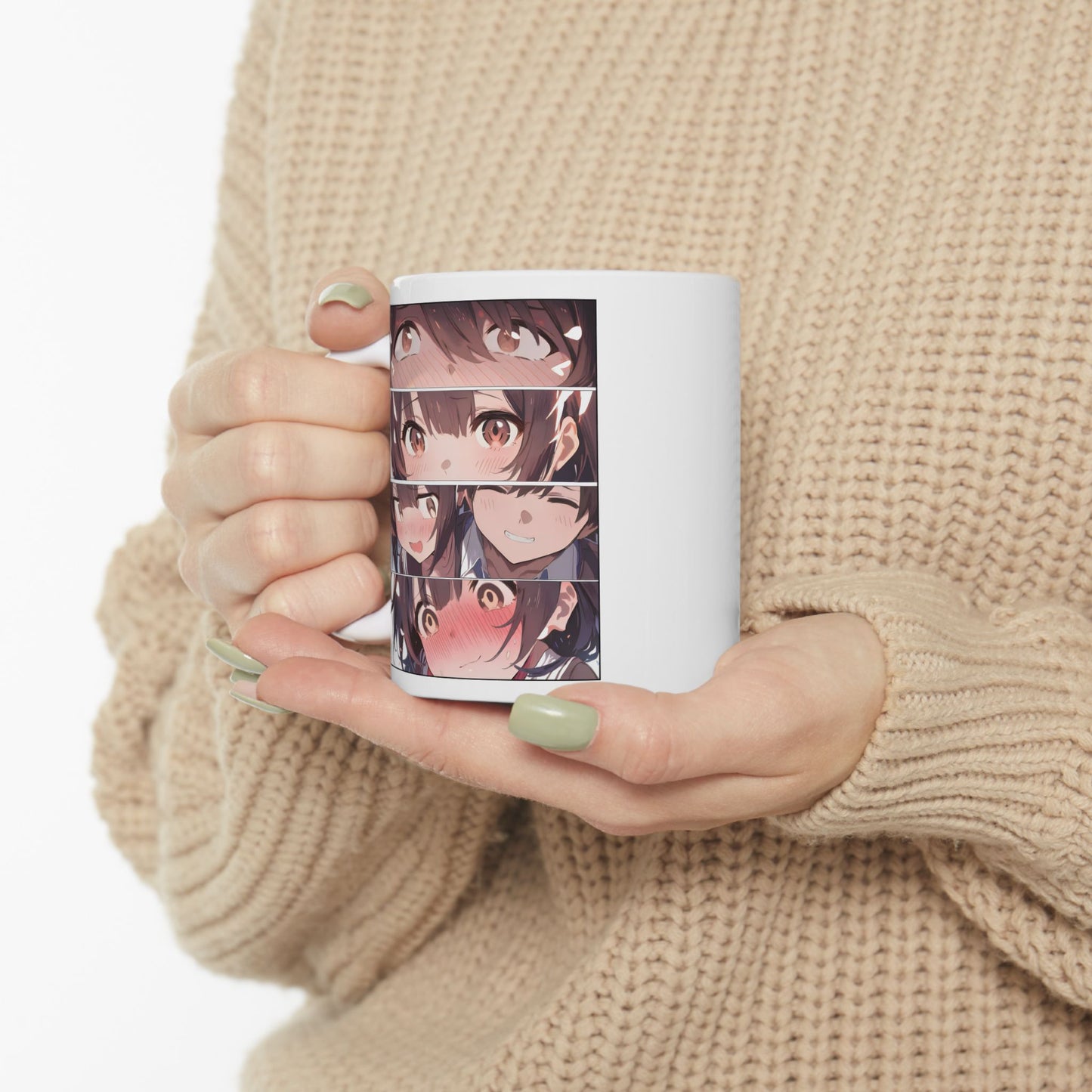 Manga Love Mug – Eye Contact Anime Panel, Blushing Romantic Moment, Cute Couple Gift for Otaku and Fans