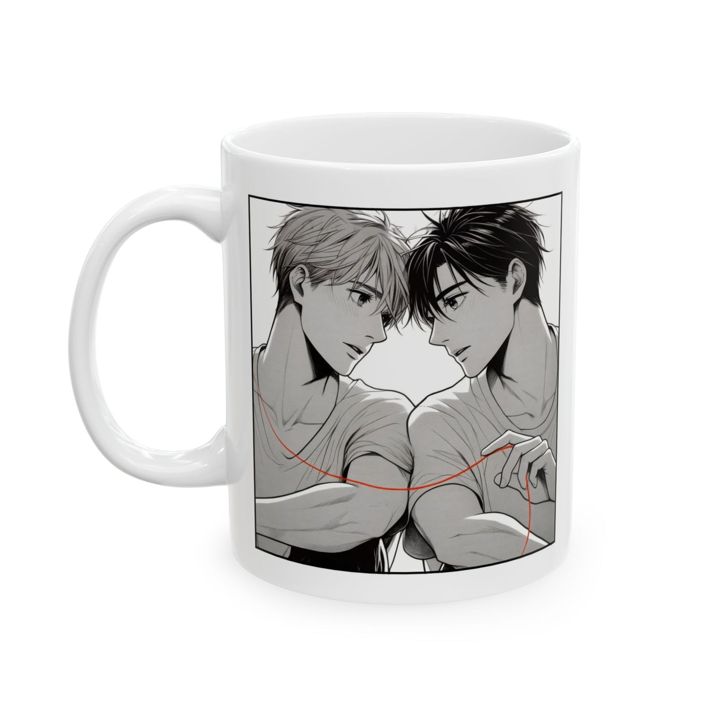 Soulmate BL Mug – Boys Love Red Thread Coffee Cup, Romantic Yaoi Gift for LGBTQ Couples, Him, Her, and Manga Fans