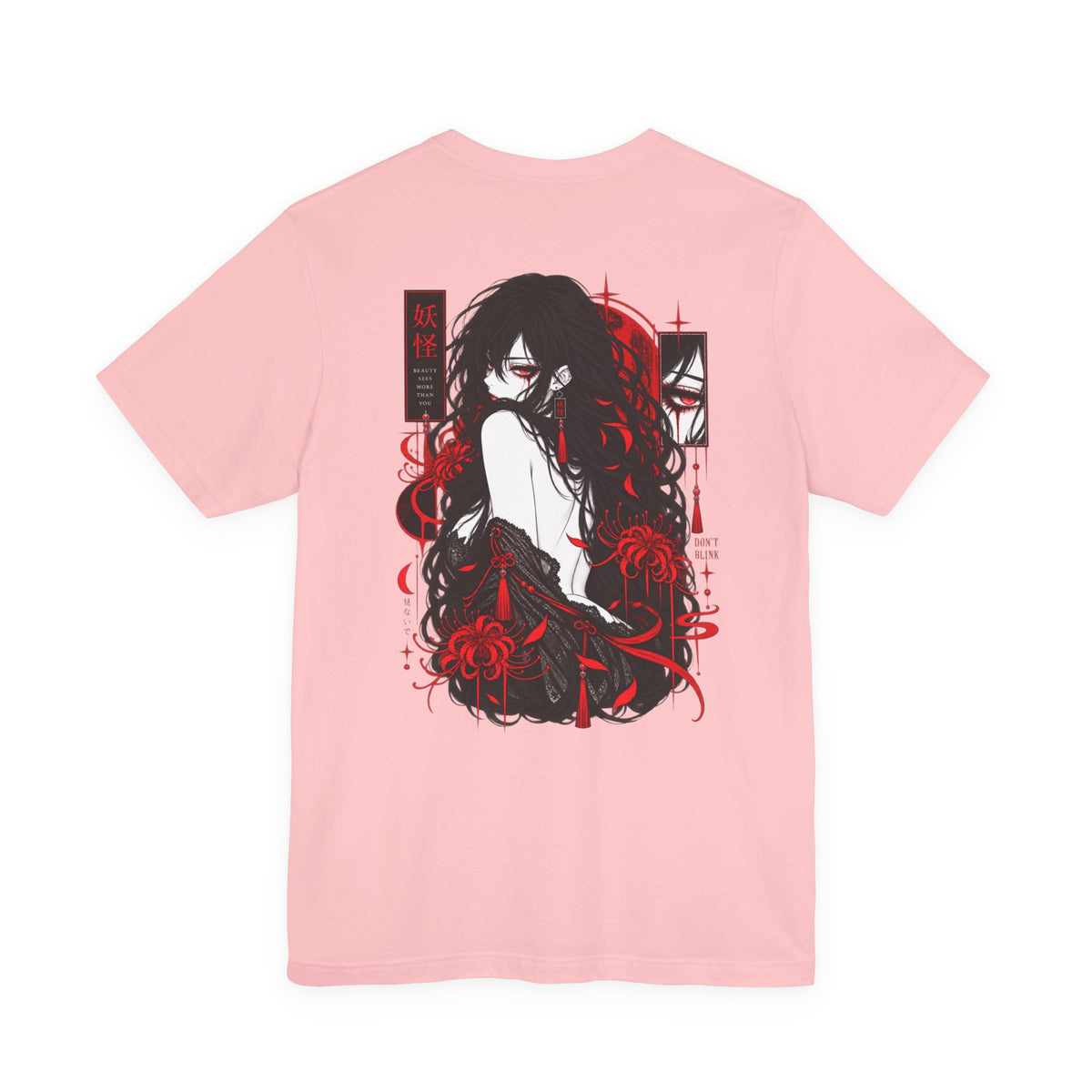 Demon Girl Shirt – Red Black Yokai Horror Manga Graphic
