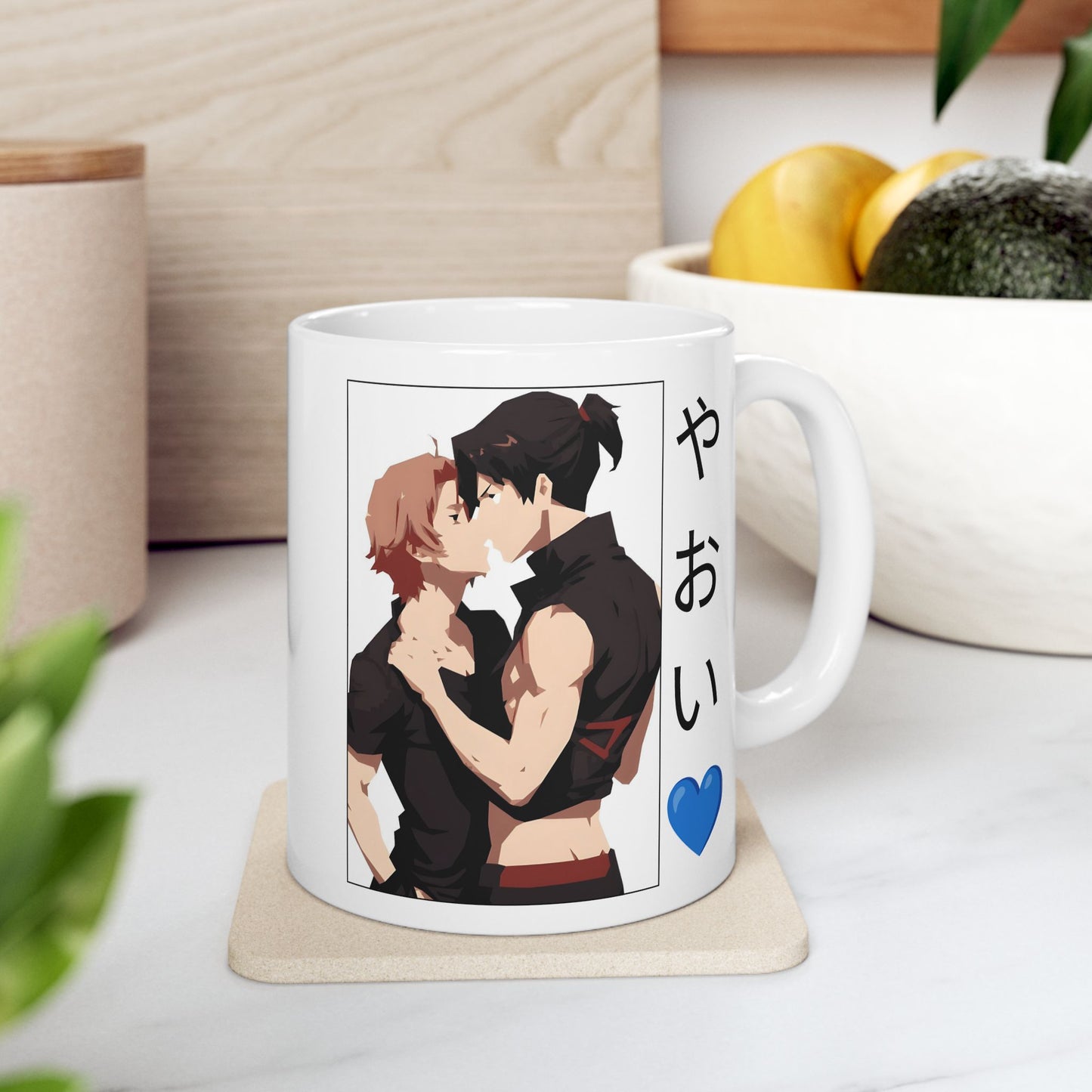 Yaoi Romance Mug – Bold BL Boys Love Cup, Intimate Anime Kanji Design for LGBTQ Fans and Emotional Otaku
