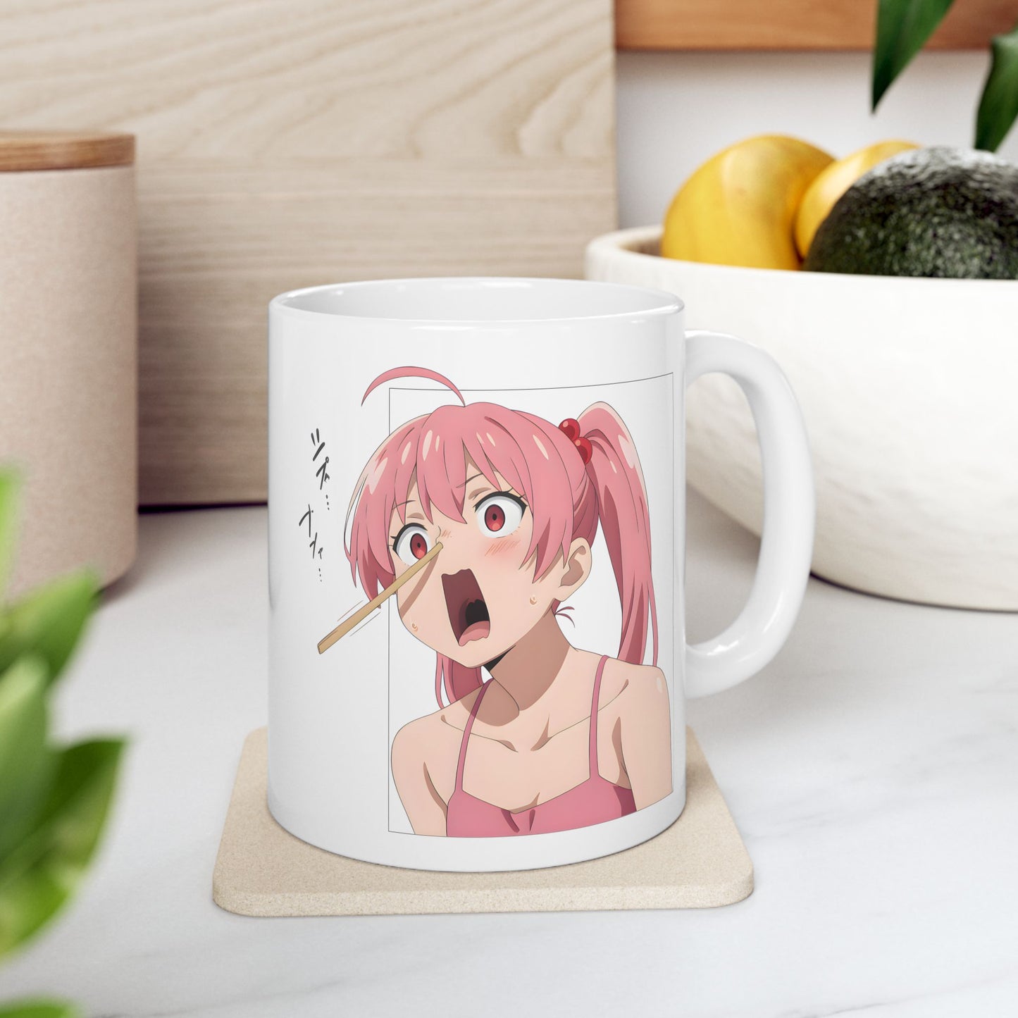 Funny Anime Mug – Chopstick Panic Meme Girl, Unhinged Otaku Coffee Cup, Hilarious Pink-Haired Scream Chaos Gift