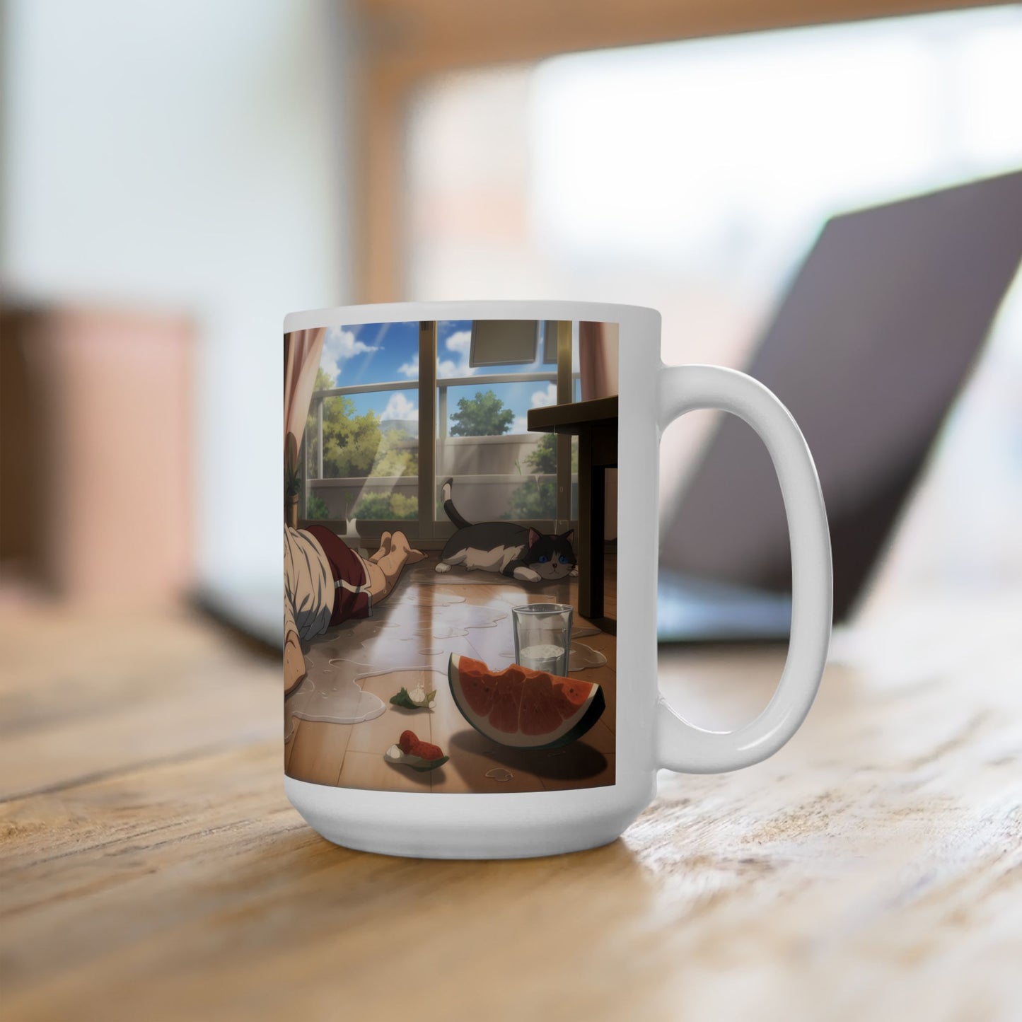 Funny Summer Anime Mug, Heat Exhaustion Anime Girl Coffee Cup, Relatable Hot Weather Mug