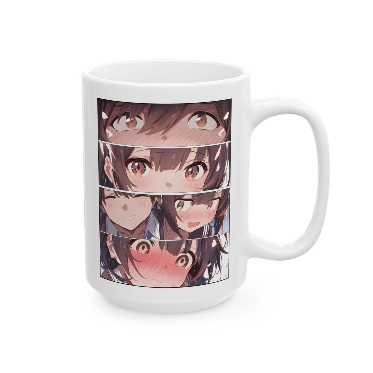 Manga Love Mug – Eye Contact Anime Panel, Blushing Romantic Moment, Cute Couple Gift for Otaku and Fans