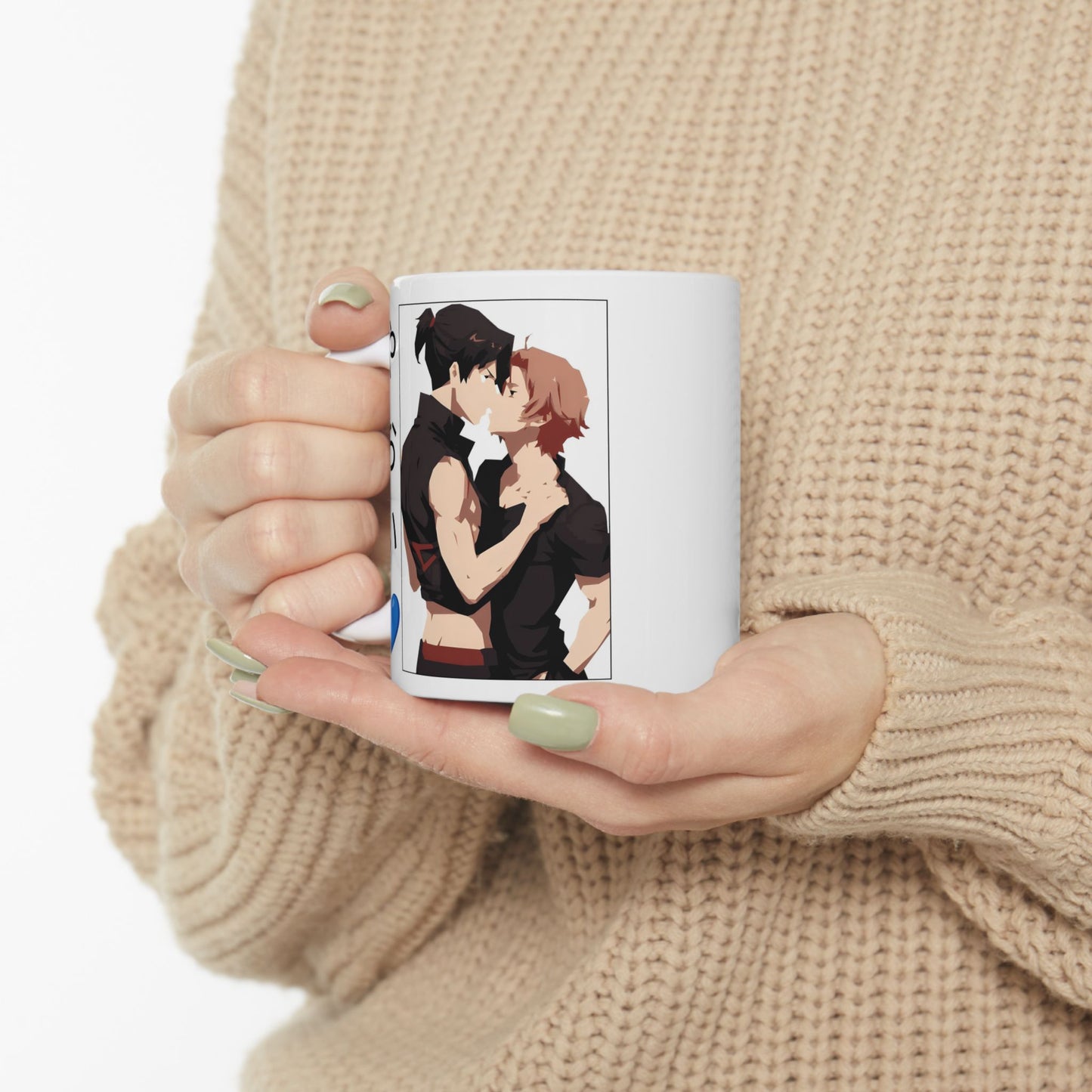 Yaoi Romance Mug – Bold BL Boys Love Cup, Intimate Anime Kanji Design for LGBTQ Fans and Emotional Otaku