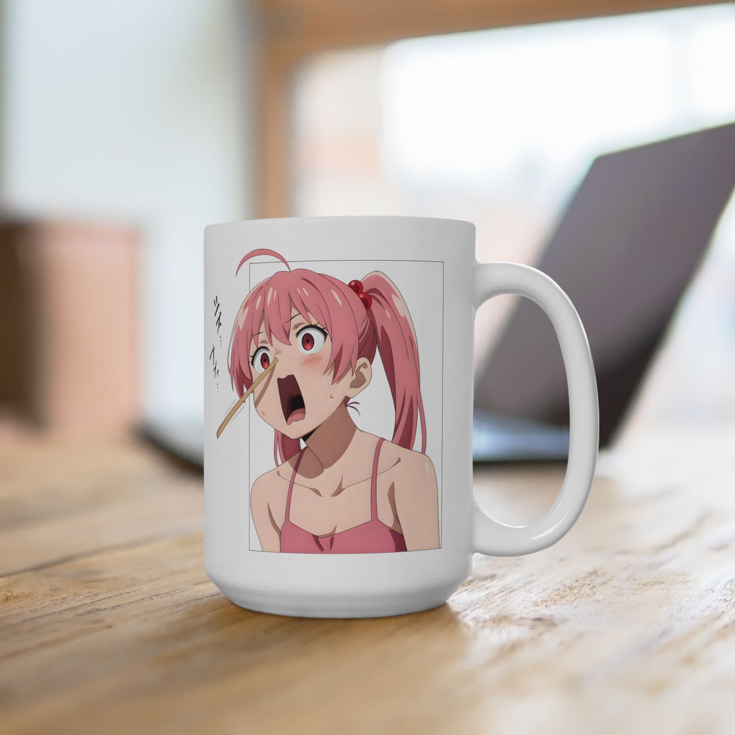 Funny Anime Mug – Chopstick Panic Meme Girl, Unhinged Otaku Coffee Cup, Hilarious Pink-Haired Scream Chaos Gift