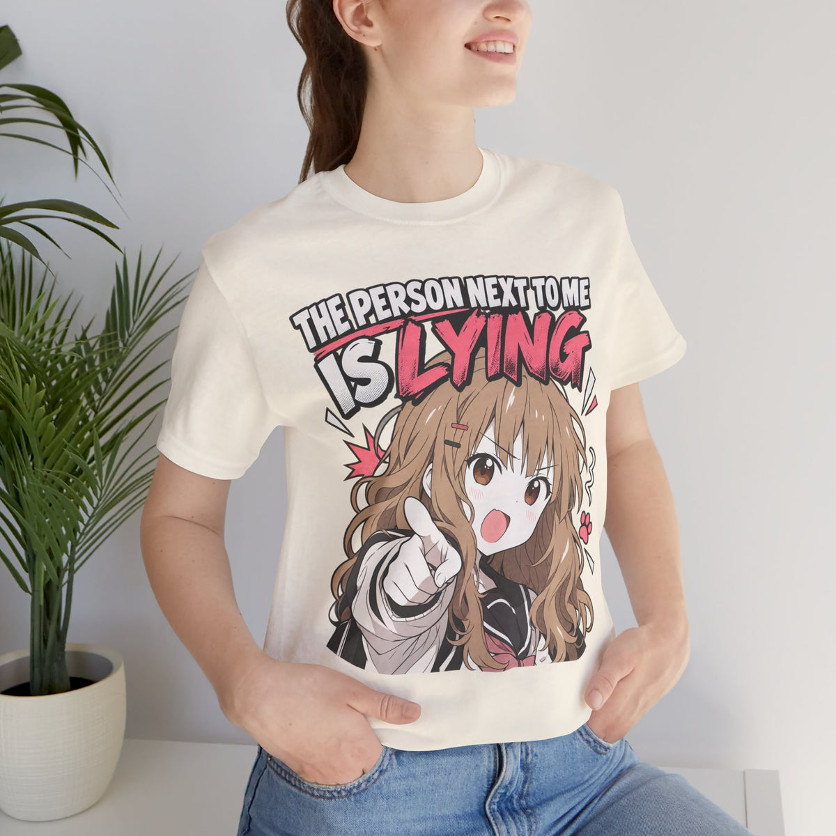 Anime Meme Shirt – The Person Next to Me Is Lying Tee