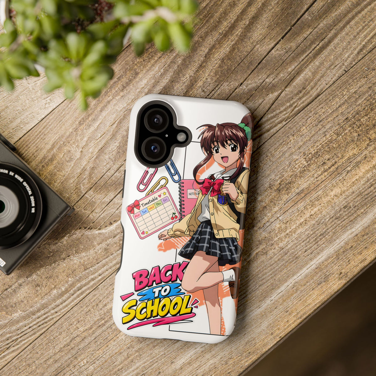 Back to School Phone Case – Anime School Girl & Kawaii Stationery Art
