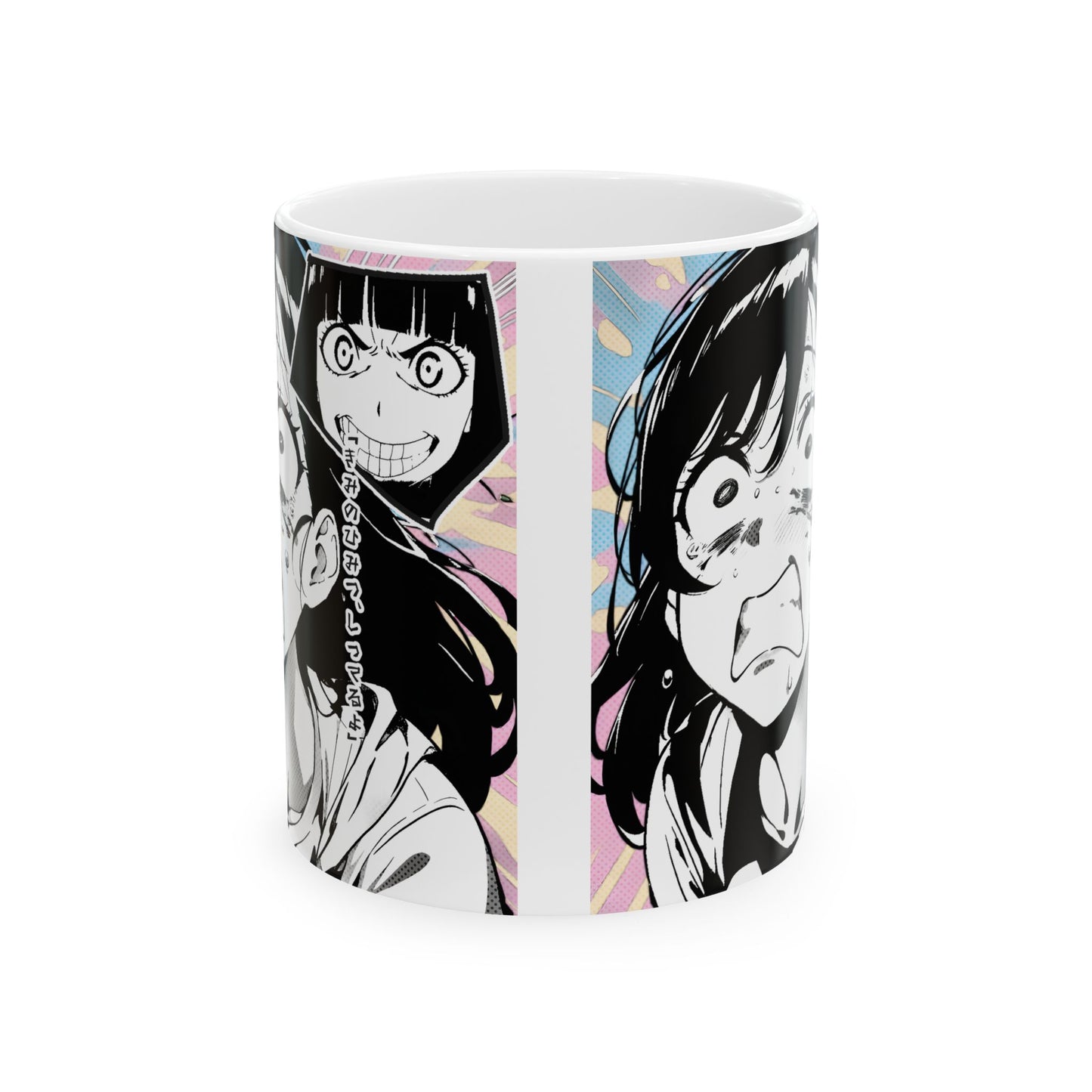 Anime Meme Mug – Why Me Manga Panic Face, Funny Reaction Coffee Mug, Chaotic Anime Humor Cup for Unhinged Mornings