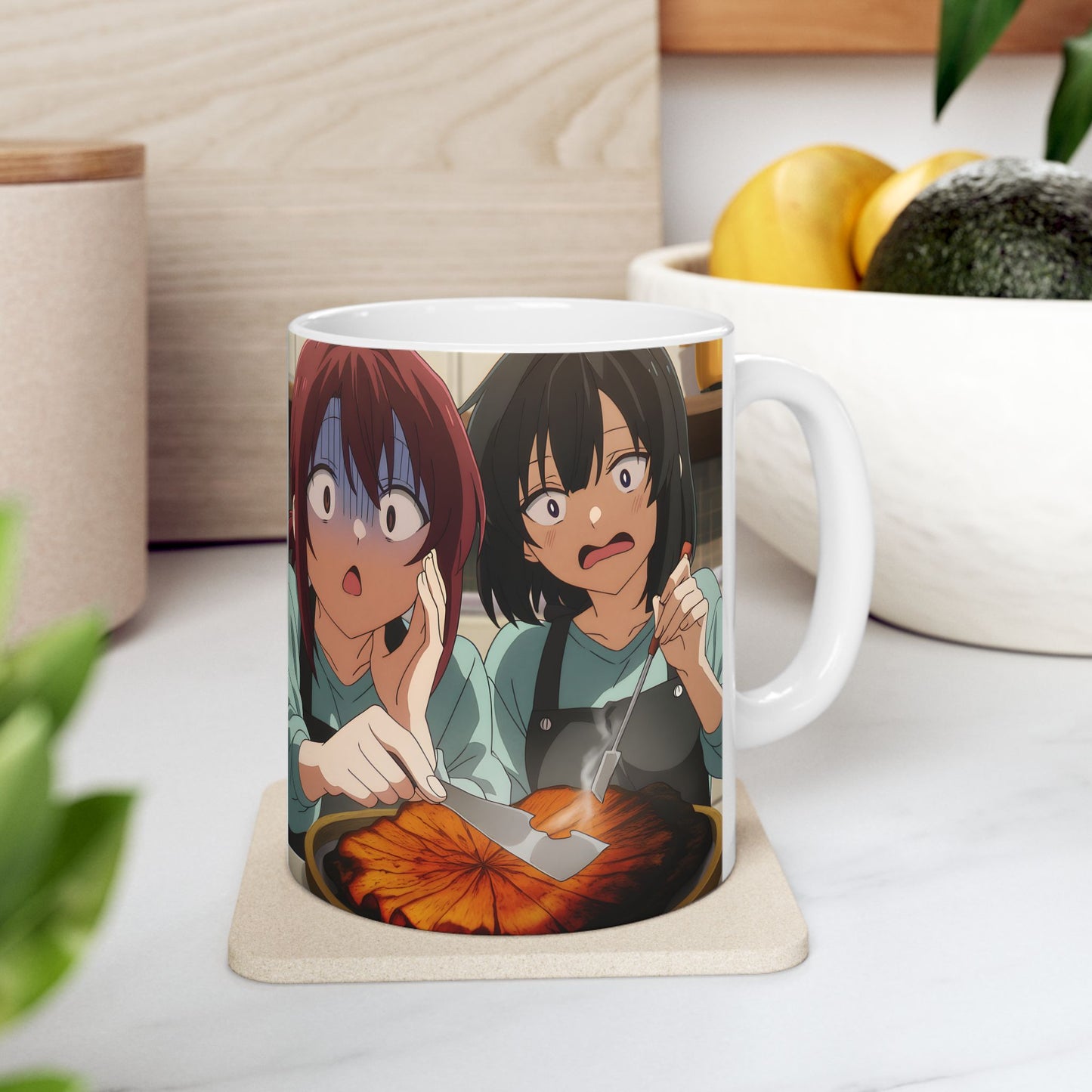 Anime Funny Mug – Kitchen Fail Girls, Hilarious Cooking Disaster Scene Cup