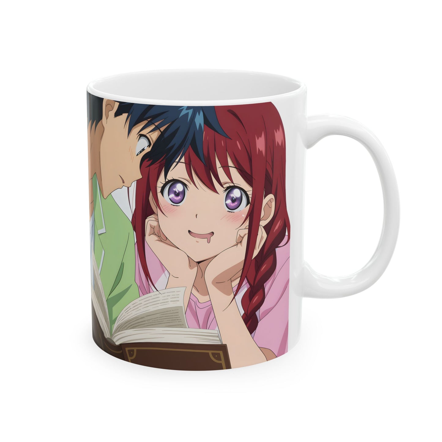 Cute Anime Mug – Blushing Distracted Girl Reading Scene, Daydreaming Anime Aesthetic Cup, Soft Romantic Funny Waifu Coffee Mug
