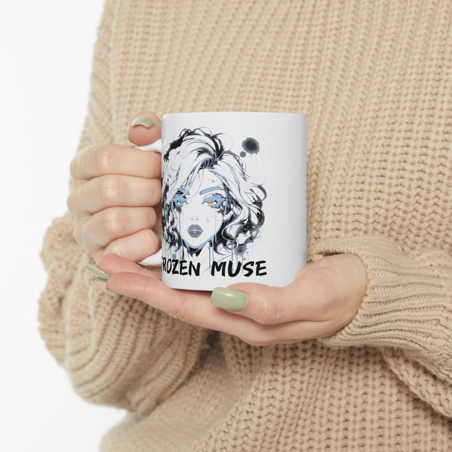 Frost Girl Mug – Frozen Muse, Cool Blue Anime Aesthetic Cup for Dreamers and Lovers of Quiet Moments