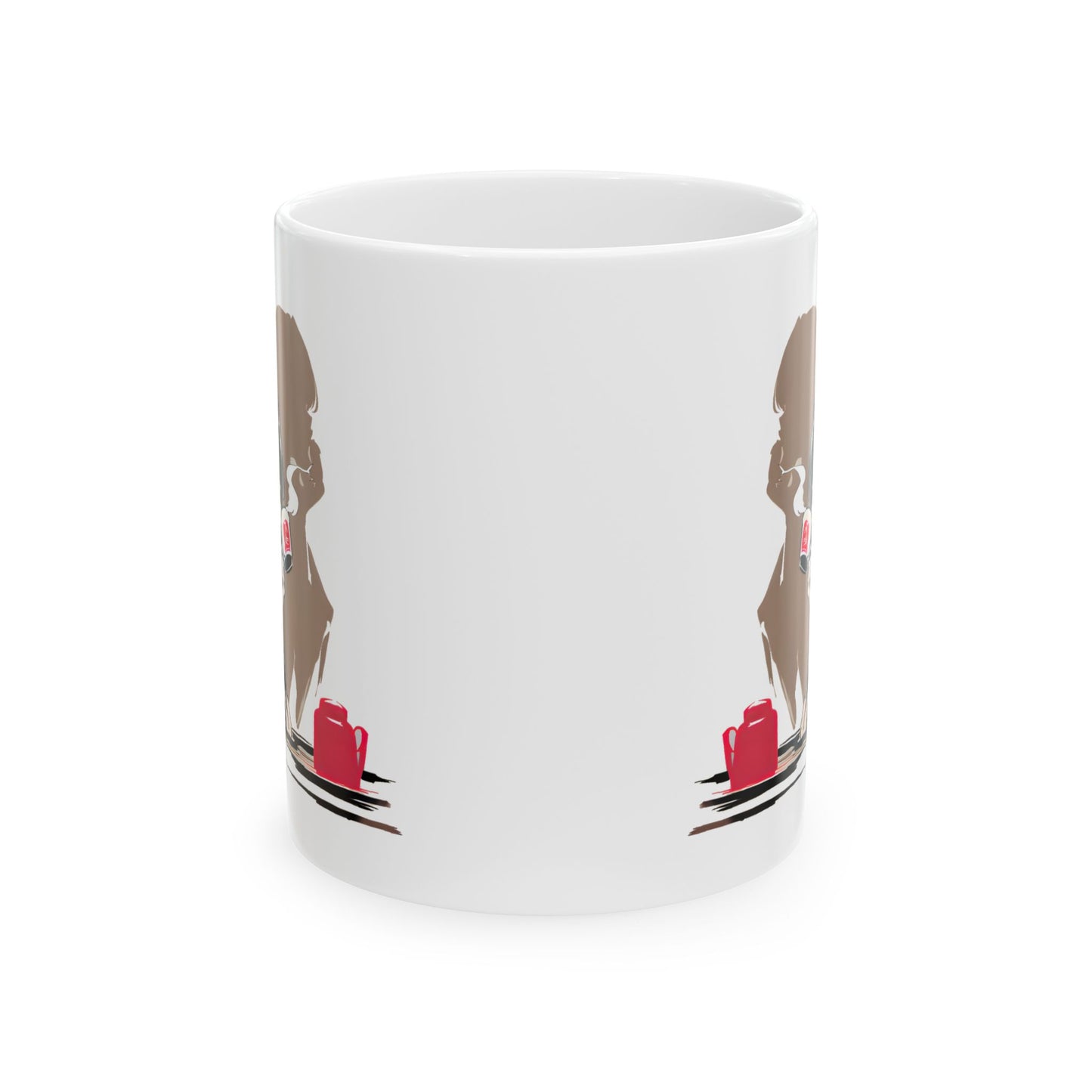 Anime Coffee Mug – Quiet Girl Sipping Tea with Shadow Silhouette, Moody Japanese Art Gift for Introverts and Anime Lovers