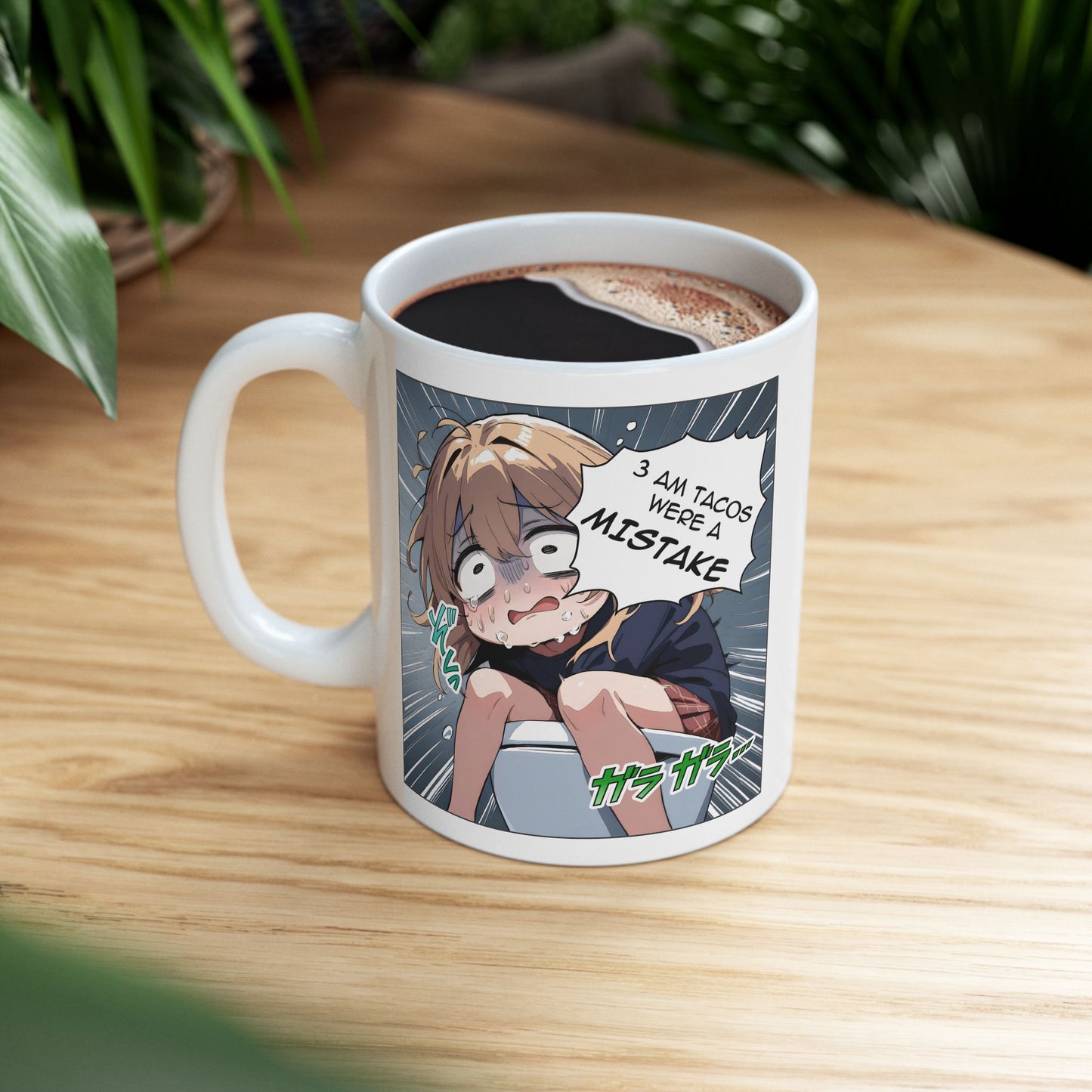 Funny Taco Mug – 3AM Food Regret Anime Meme Cup, Hilarious Late-Night Snack Panic Scene for Otaku & Chaos Lovers