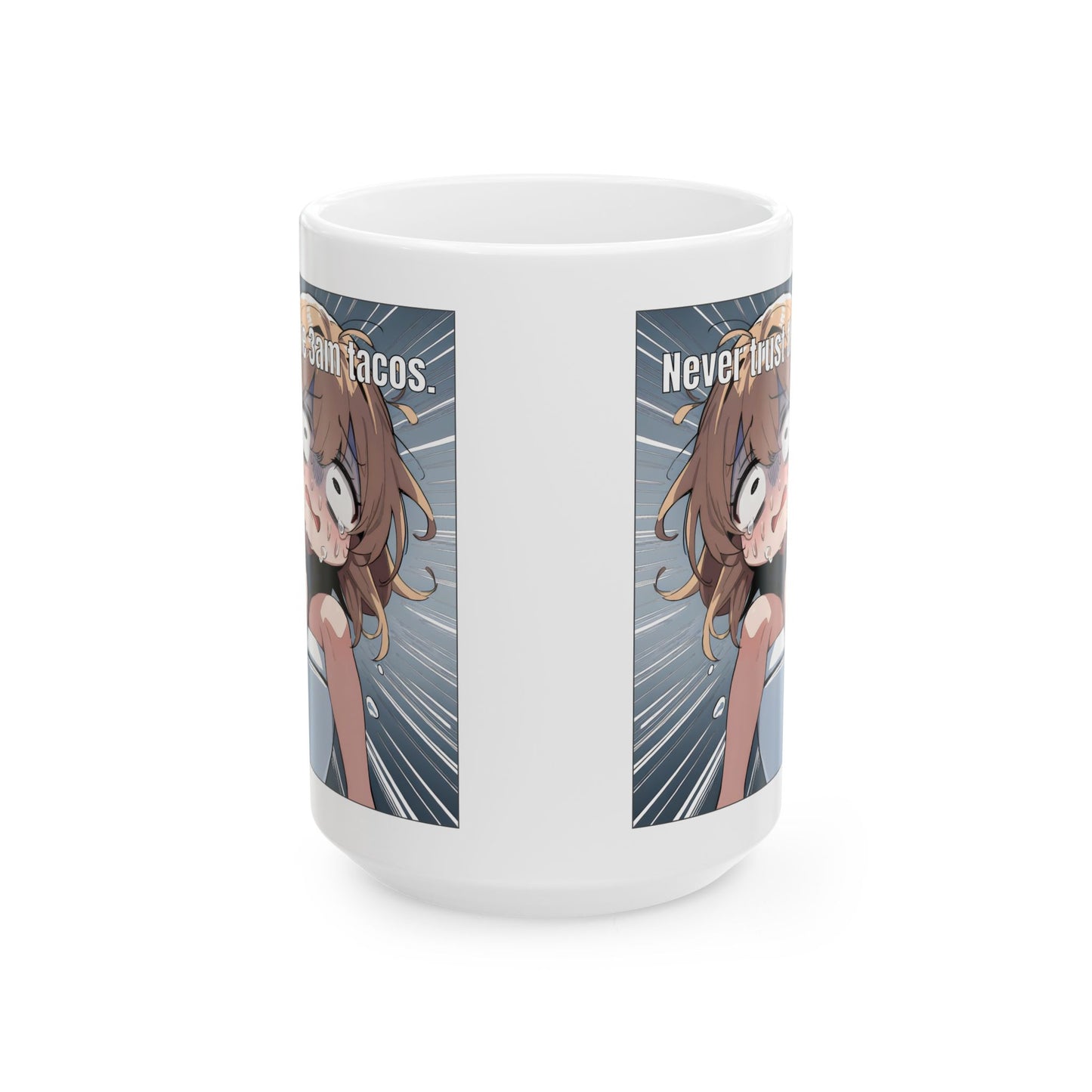 Funny Anime Mug – Crying Girl on Toilet Meme, Late Night Regret, Hilarious Gift for Anime Fans and Chaotic Foodies