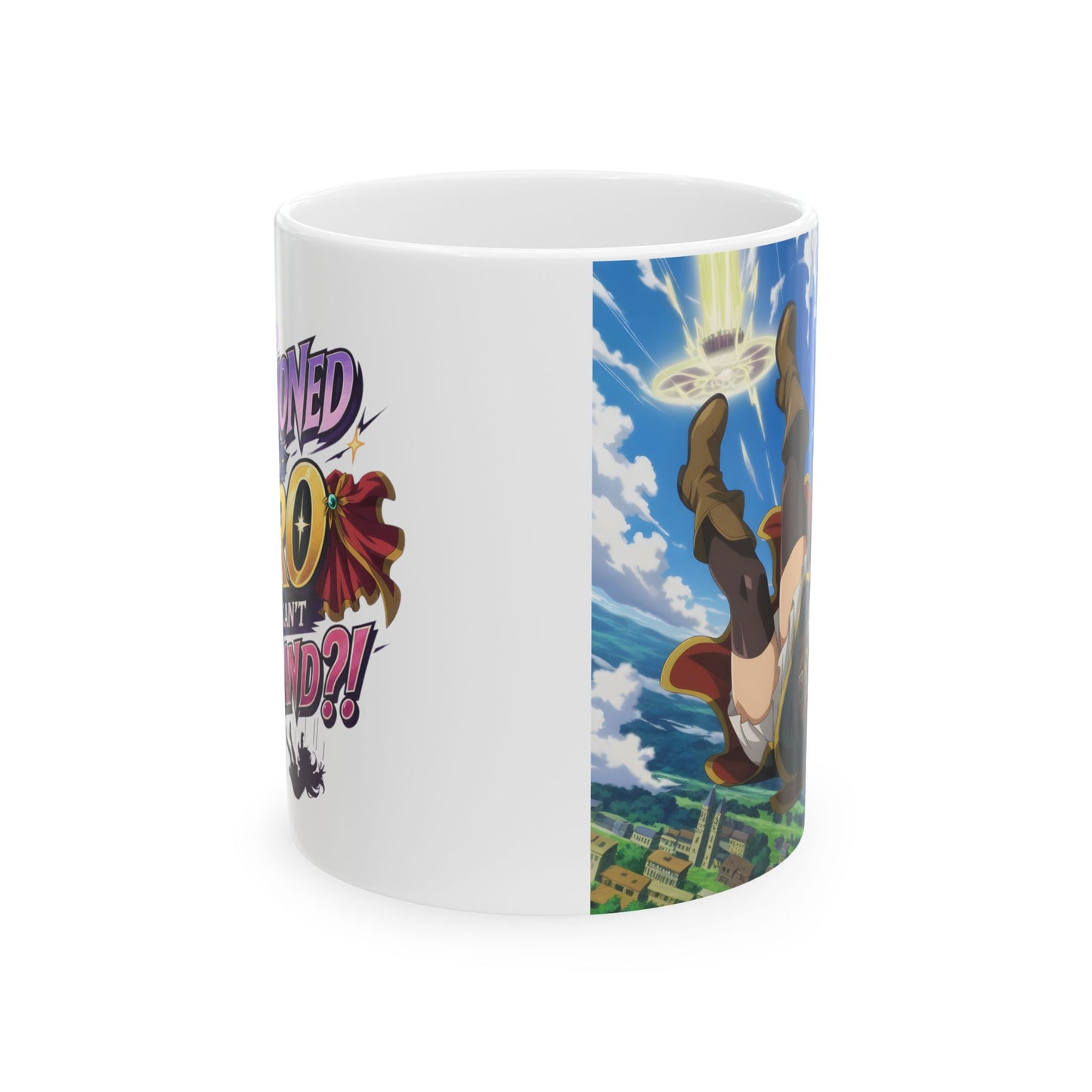 Funny Anime Mug – Summoned Hero Isekai Fail Cup, Gamer Humor Coffee Mug, Fantasy Meme Gift