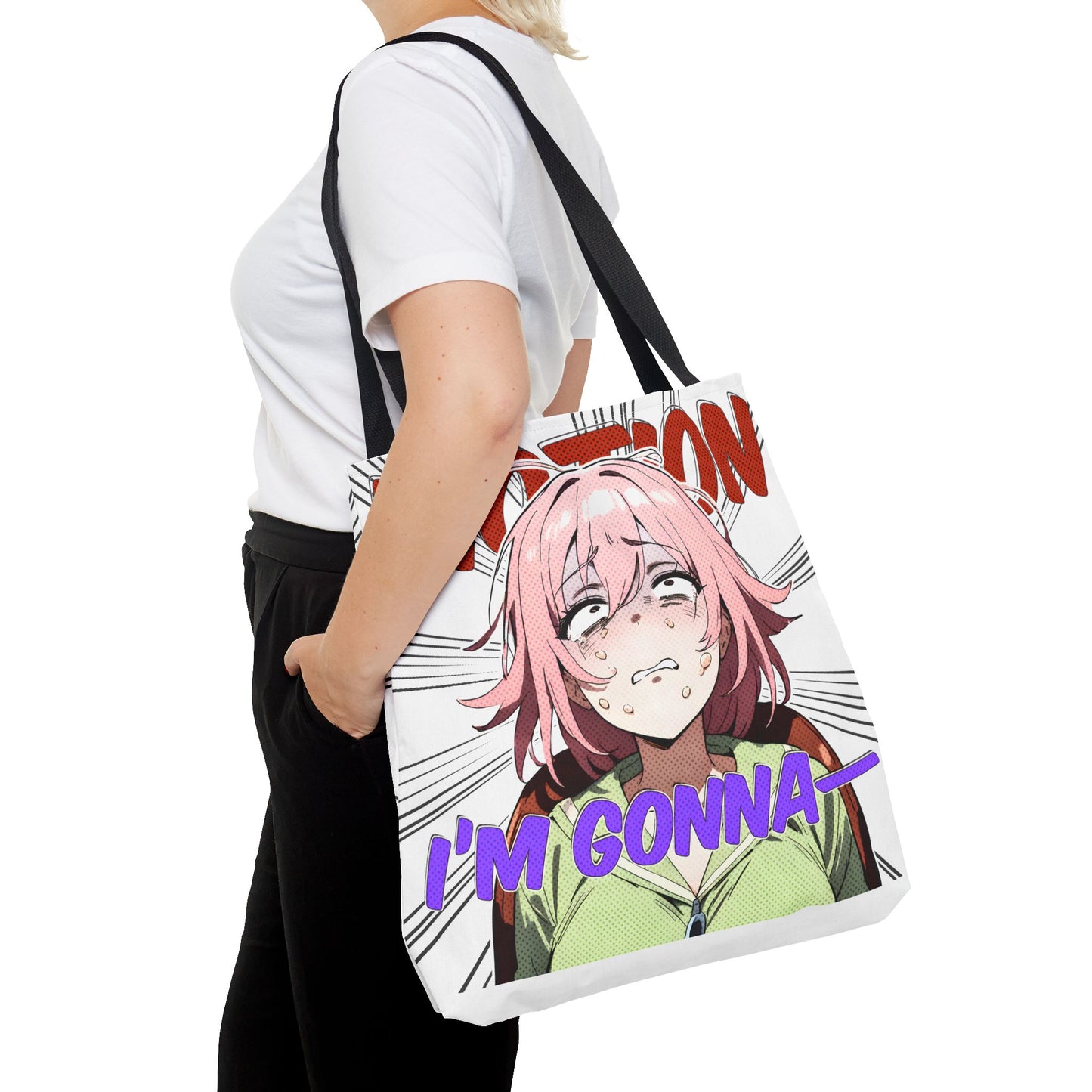 Anime Meme Tote Bag – Motion-Sick Reaction Face, Hilarious Panic Scene, Funny Otaku Humor Bag