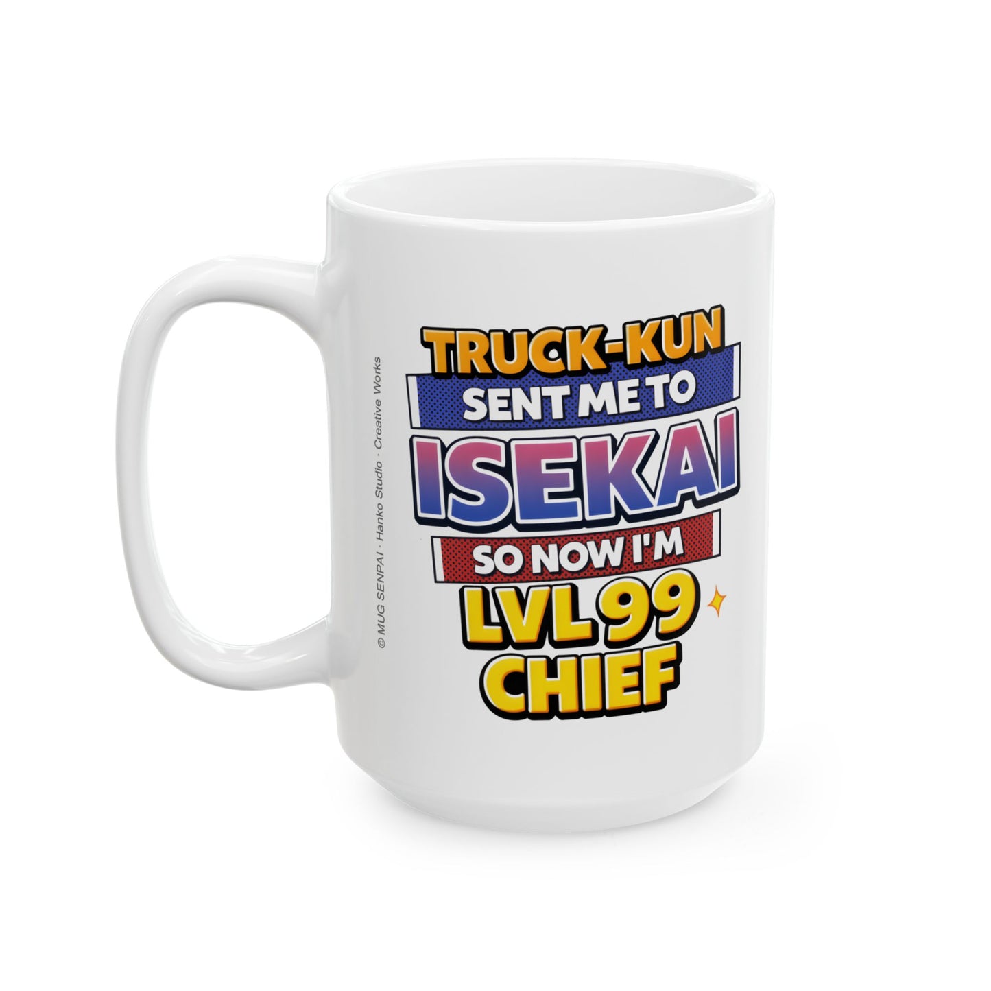 Anime Meme Mug – Truck Kun Isekai Joke Cup, Level 99 Gamer Humor Coffee Mug, Funny Anime Gift