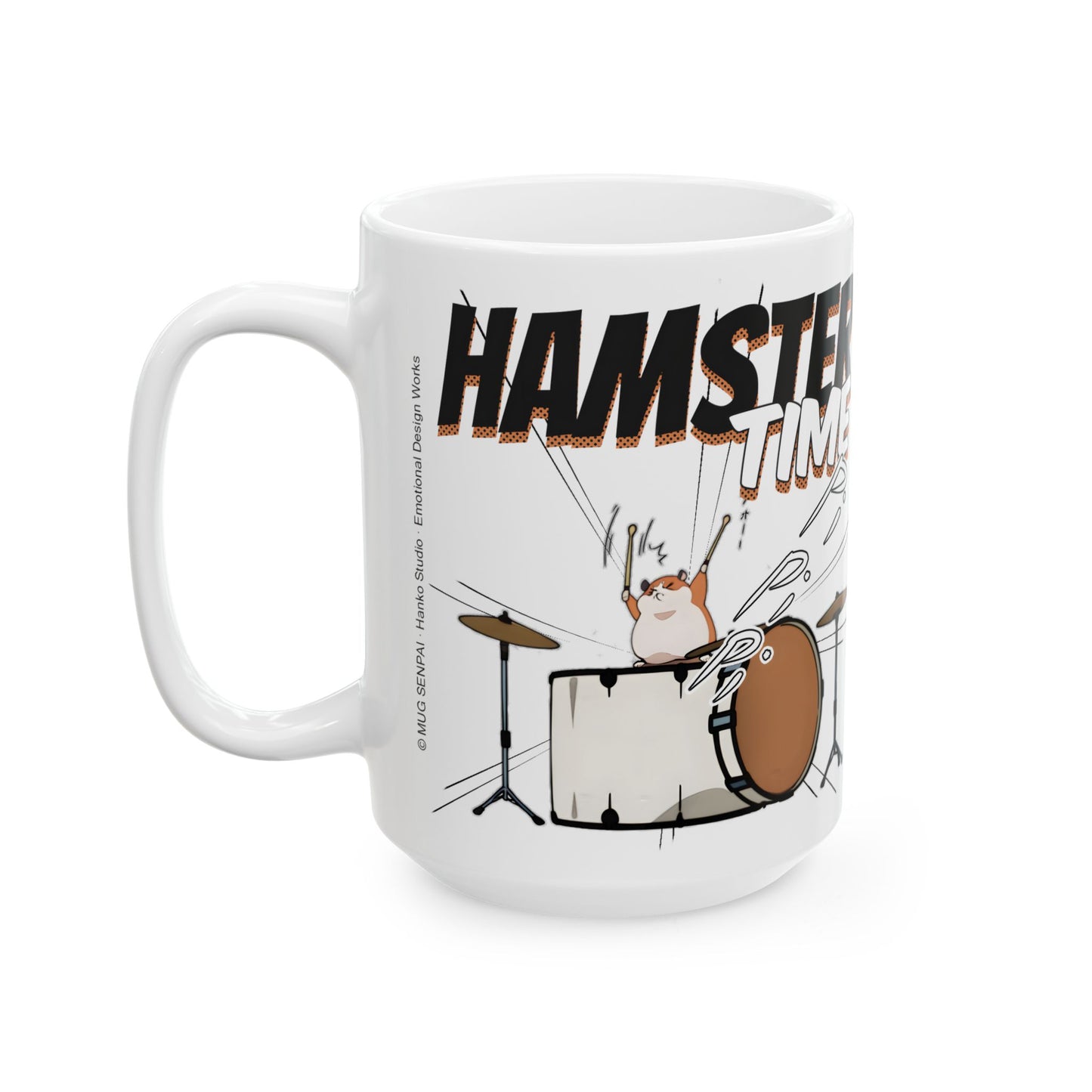 Hamster Meme Mug – Funny Kawaii Drummer Scene, Chaotic Animal Manga Coffee Cup for Desk Gremlins
