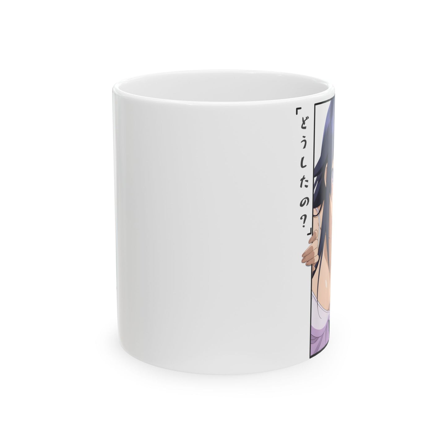 Anime Girl Mug – Curious Peek Waifu Cup, Soft Teasing Anime Aesthetic, Cute Romantic Anime Coffee Mug, Subtle Anime Gift