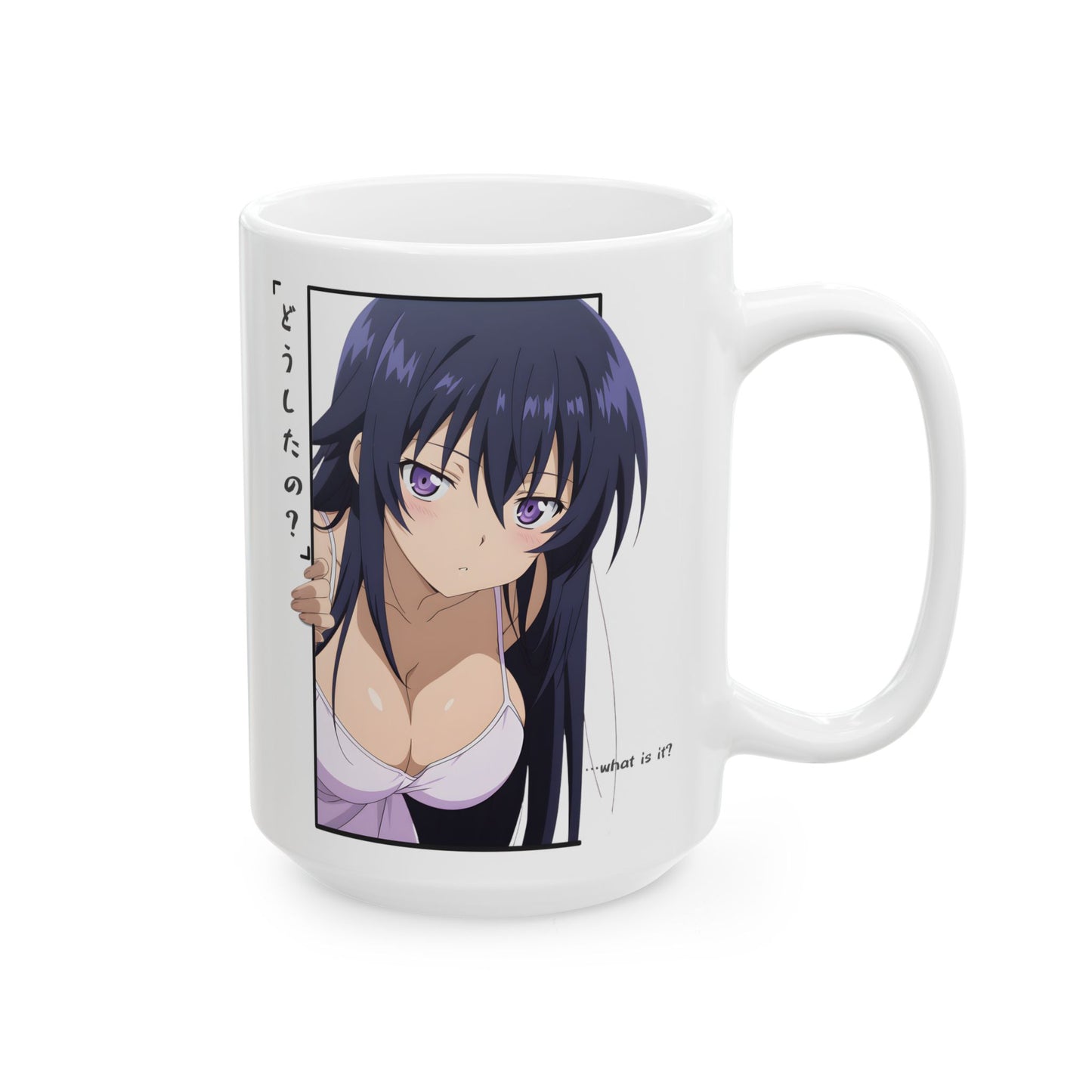 Anime Girl Mug – Curious Peek Waifu Cup, Soft Teasing Anime Aesthetic, Cute Romantic Anime Coffee Mug, Subtle Anime Gift