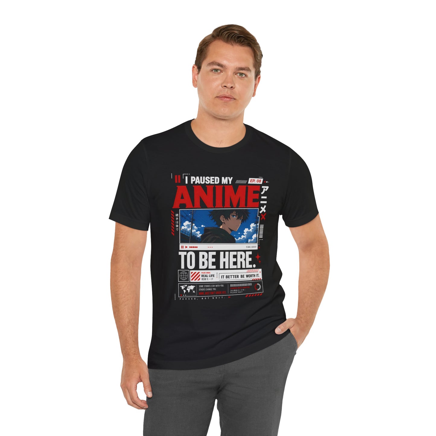 Anime Shirt – I Paused My Anime To Be Here Graphic Tee, Funny Otaku T Shirt, Anime Fan Gift, Manga Streetwear Shirt
