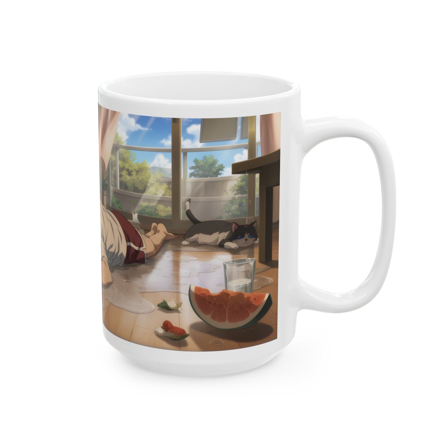 Funny Summer Anime Mug, Heat Exhaustion Anime Girl Coffee Cup, Relatable Hot Weather Mug