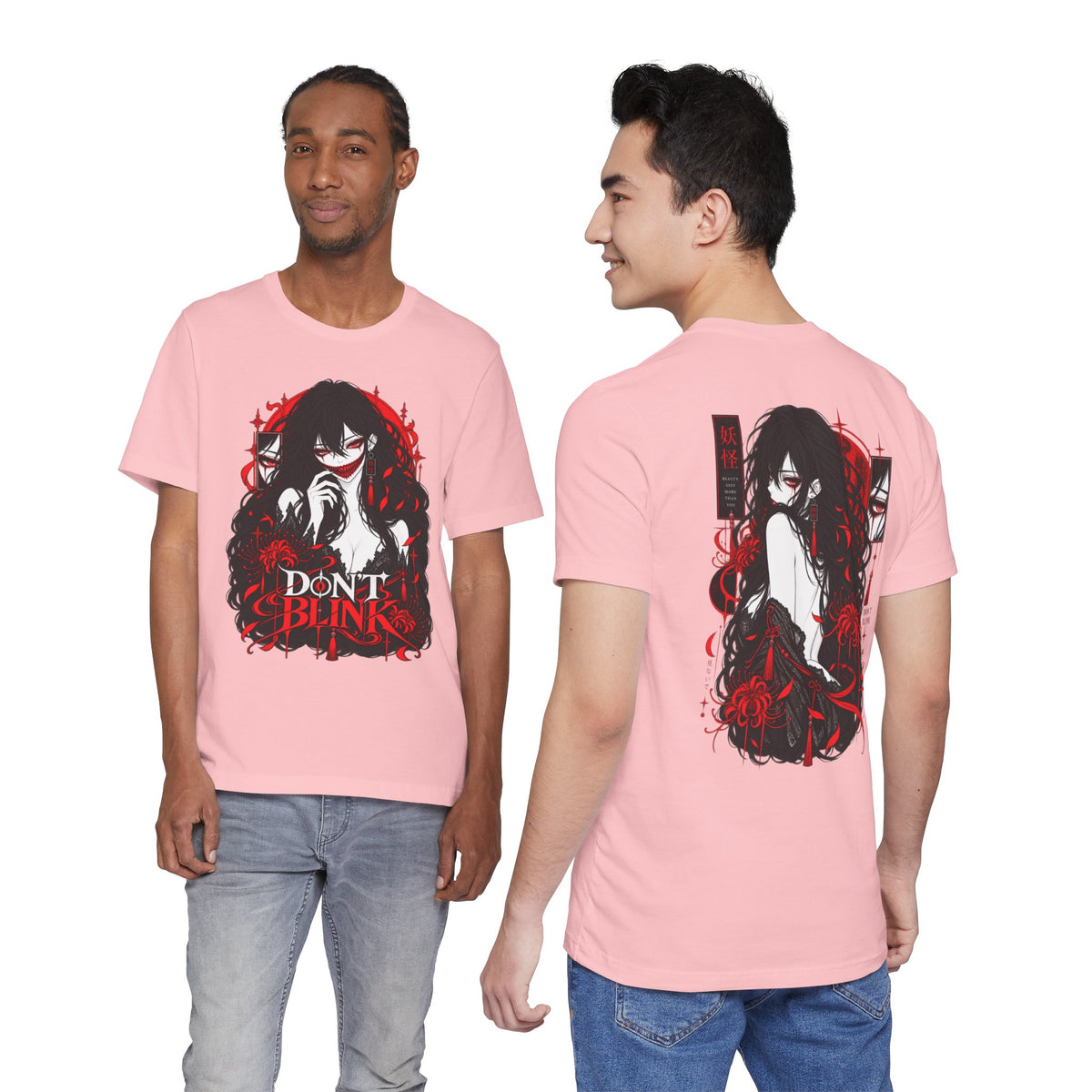 Demon Girl Shirt – Red Black Yokai Horror Manga Graphic