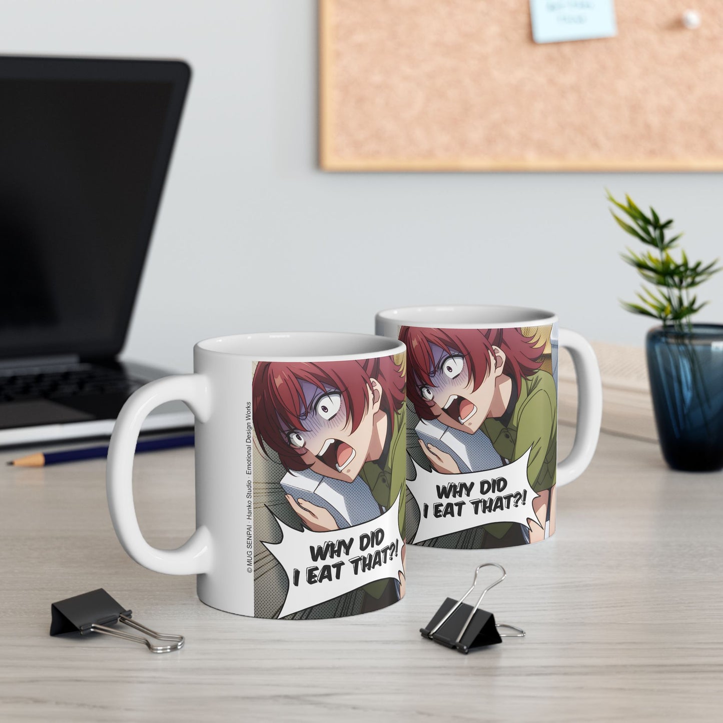 Anime Funny Mug – Hilarious Food Regret Scene, Meme-Style Panic Reaction, Chaotic Anime Girl Coffee Cup