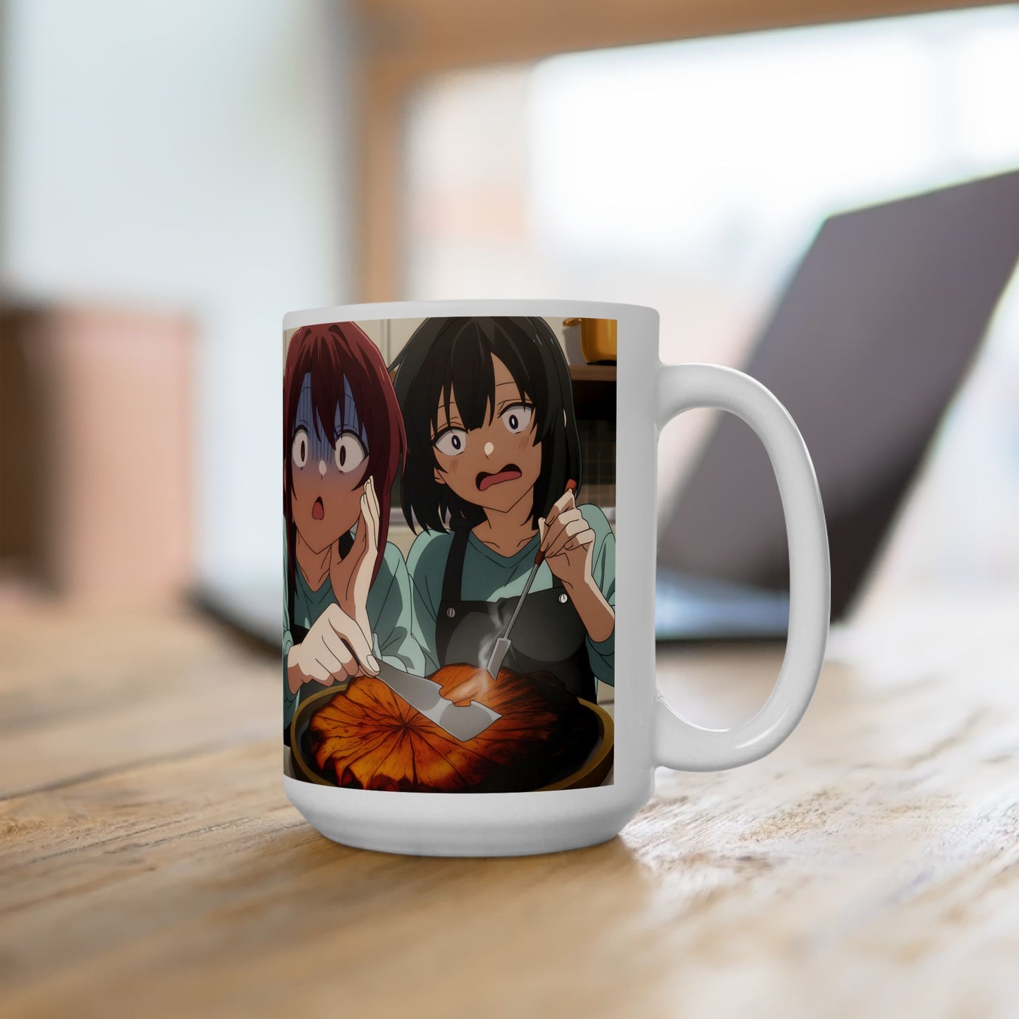 Anime Funny Mug – Kitchen Fail Girls, Hilarious Cooking Disaster Scene Cup